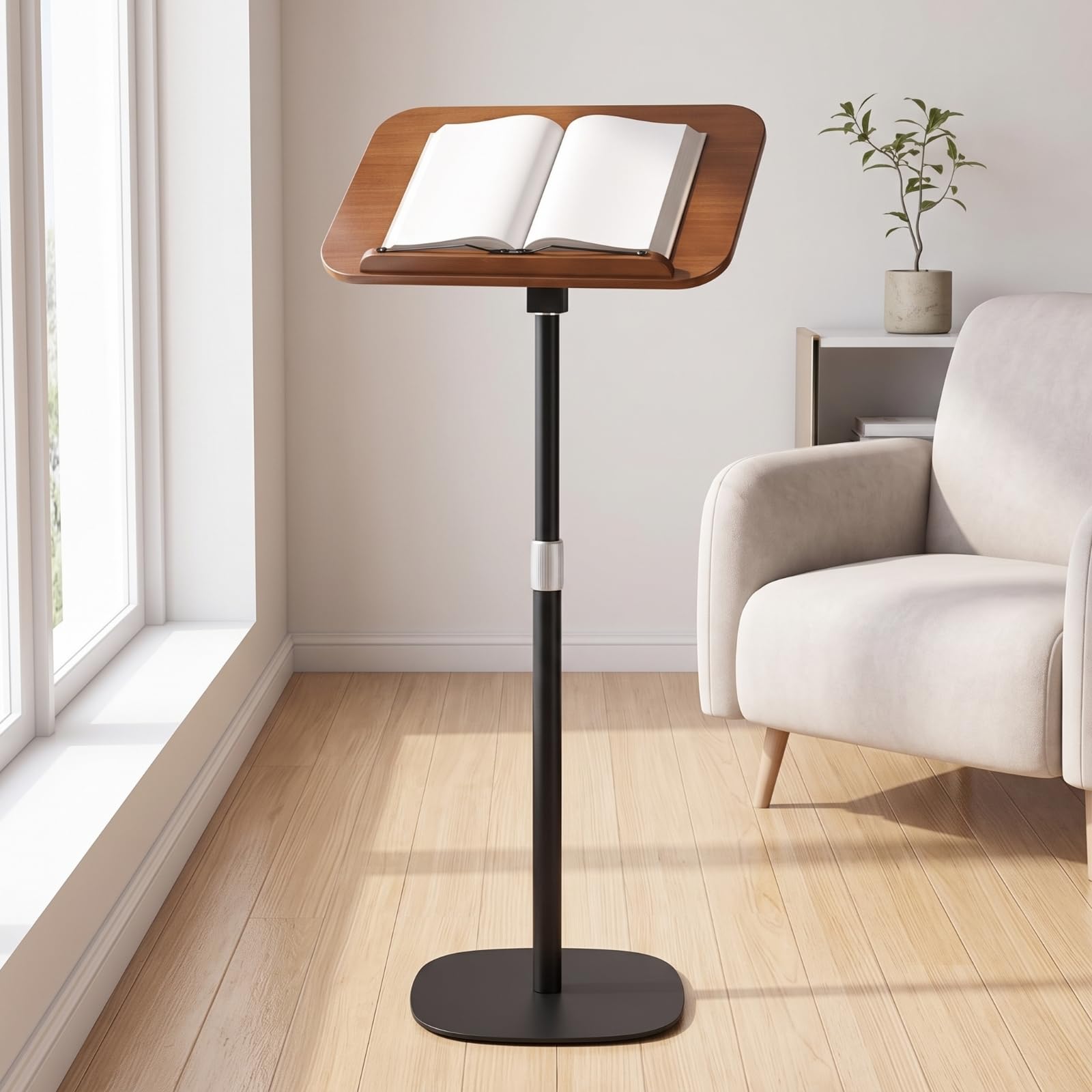 leseständer höhenverstellbar buchständer freistehend ständer mit holzplatte für studenten, musiker, arbeitszimmer, büro, wohnzimmer, 50cm-90cm