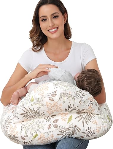 Almohada de lactancia para lactancia, esencial para lactancia materna para recién nacido, más apoyo para mamá y bebé, con correa ajustable para la