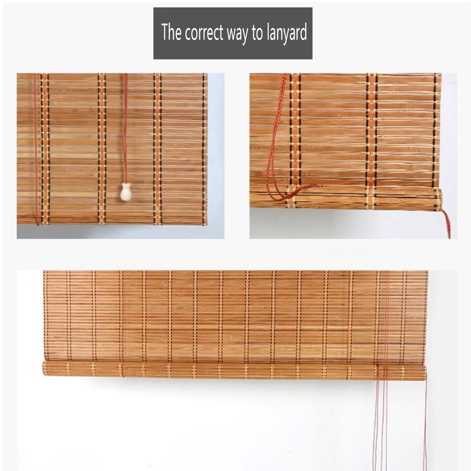 Rideau en Bambou,Store Enrouleur Bambou,Store Venitien en Bois,Store Fenetre Occultant à Traction Latérale pour Exterieur,Protection Solaire,Personnalisable,Largeur x Hauteur (140cm x 260cm)