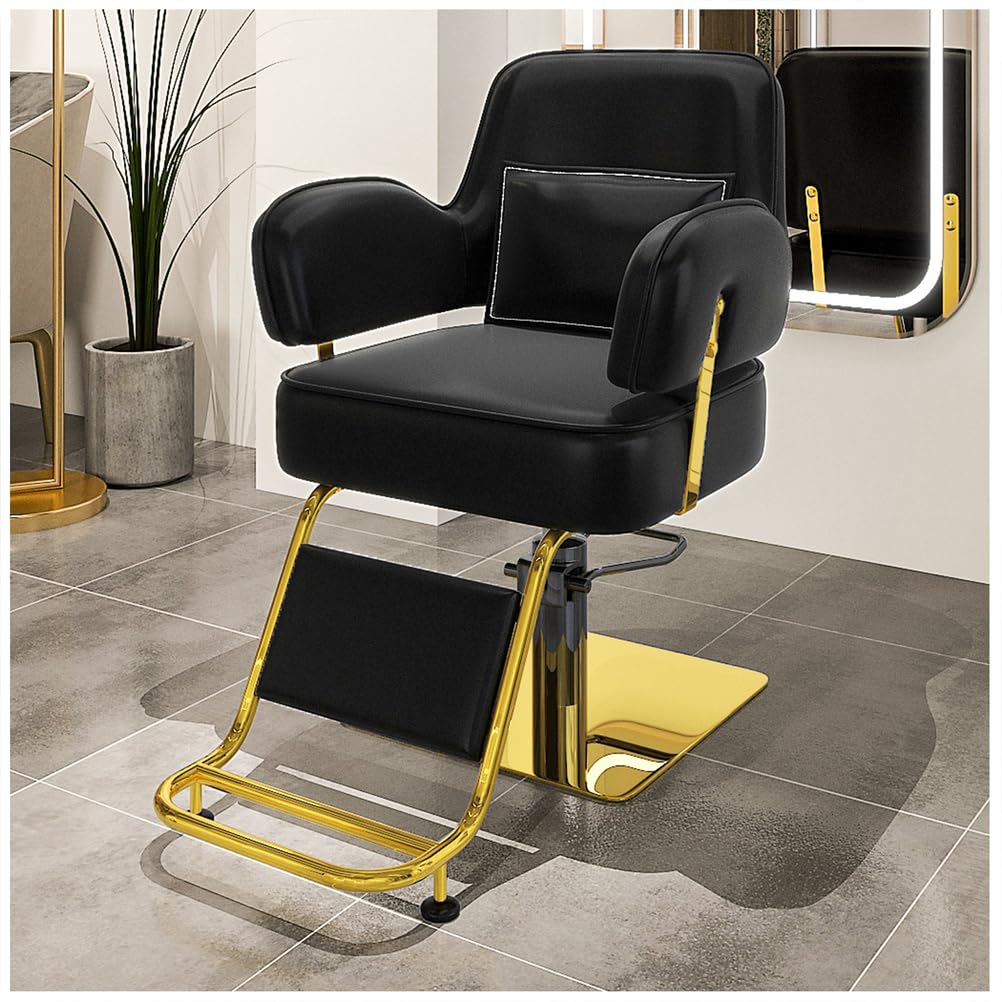 Friseurstuhl, 360° drehbarer Friseurstuhl, höhenverstellbar, hydraulischer Salonstuhl mit Fußstütze für Schönheitssalon