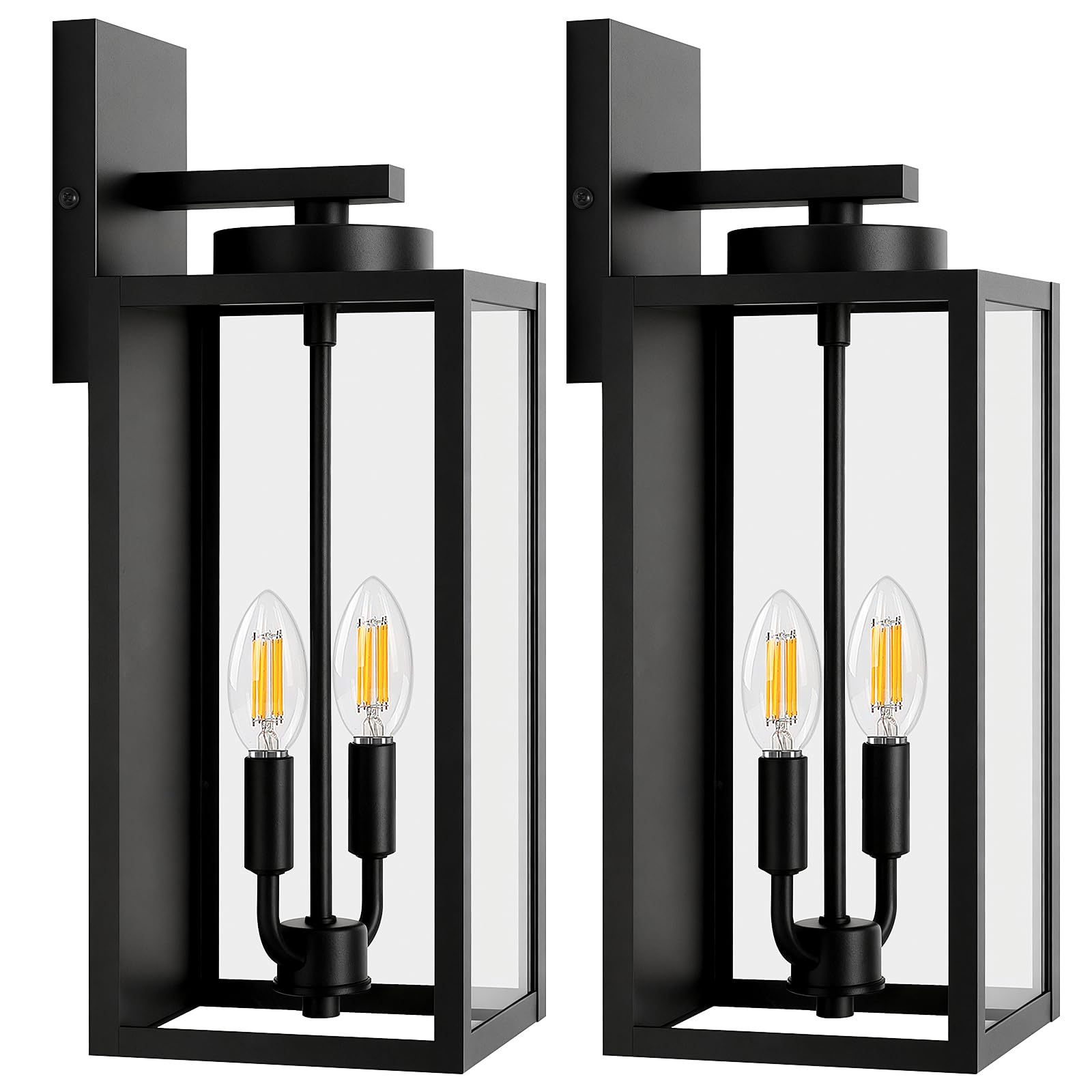 Photo 1 of 18in Large Outdoor Wall Light Fixtures, Exterior Lighting Fixtures Porch Sconces Wall Mounted, Waterproof Black Outdoor Wall Lanterns Lamps, Outside Lights for House Patio Front Door Entryway, 2-Pack