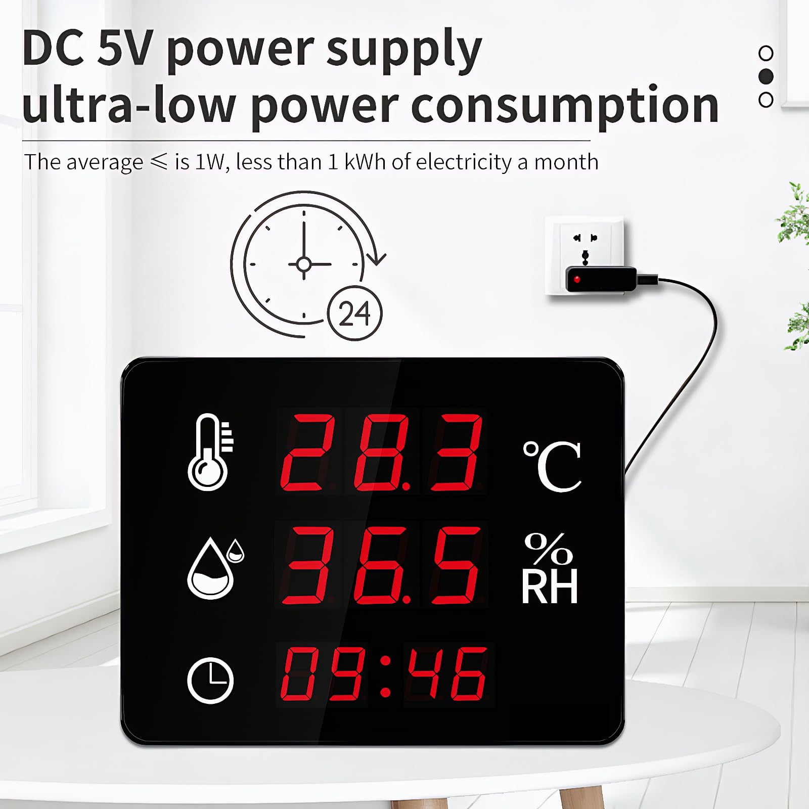 Mengshen Higrómetro Industrial con Alarma Reloj Calibrado y sensor de alta Precisión Laboratorios Almacenes Ggranjas y Hospitales Con Monitor Temperatura y Humedad
