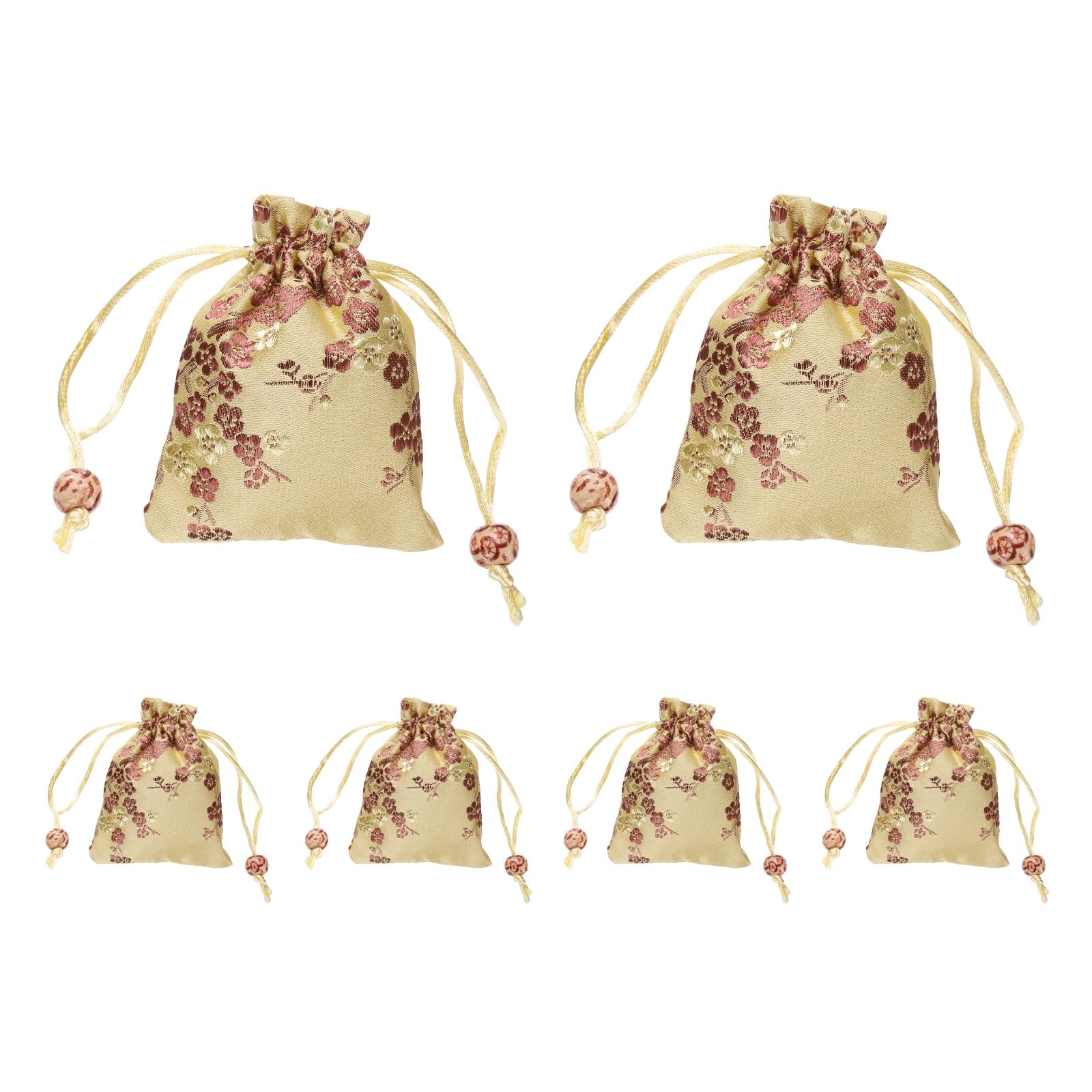 PATIKIL Silk Drawstring Bag, (3 x 4 Inch, Gold) (6 Pcs), Embroidered Satin Gift Bags Wedding Favor Pouch with Drawstring, Suit for - Jewelry/Candy/Christmas Party/Birthday Gift