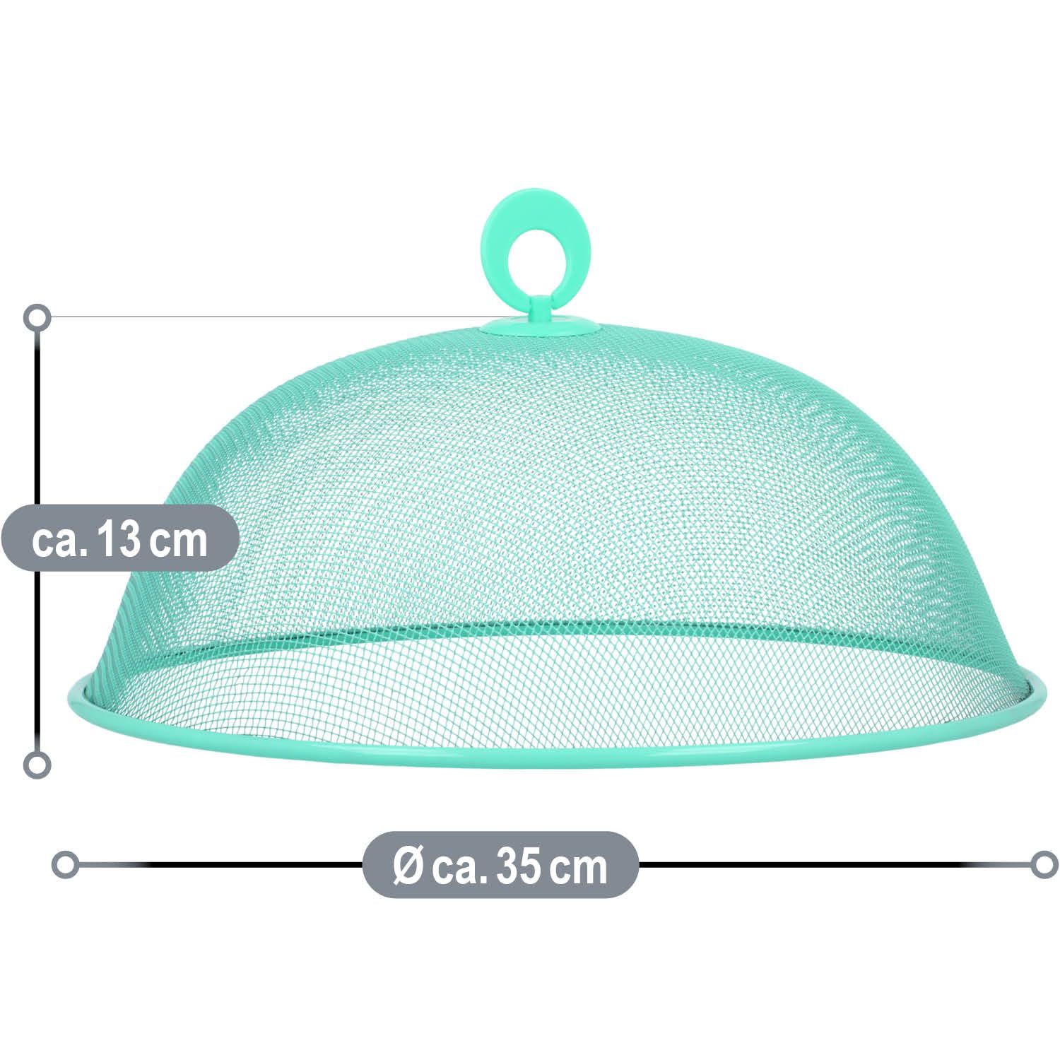 com-four® 3 Copri Alimenti Ø 35 cm – Cupola in Metallo – Protezione Colorata per Cucina, terrazza e Giardino [Selezione variabile]