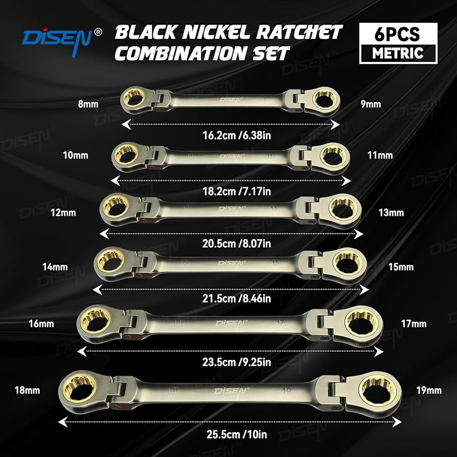 ⭐️新品⭐️CUSTOMEDGE PS FLEX-A 4U6 DISEN 6PCS 90 Teeth Ratcheting Wrench Set Double Box End