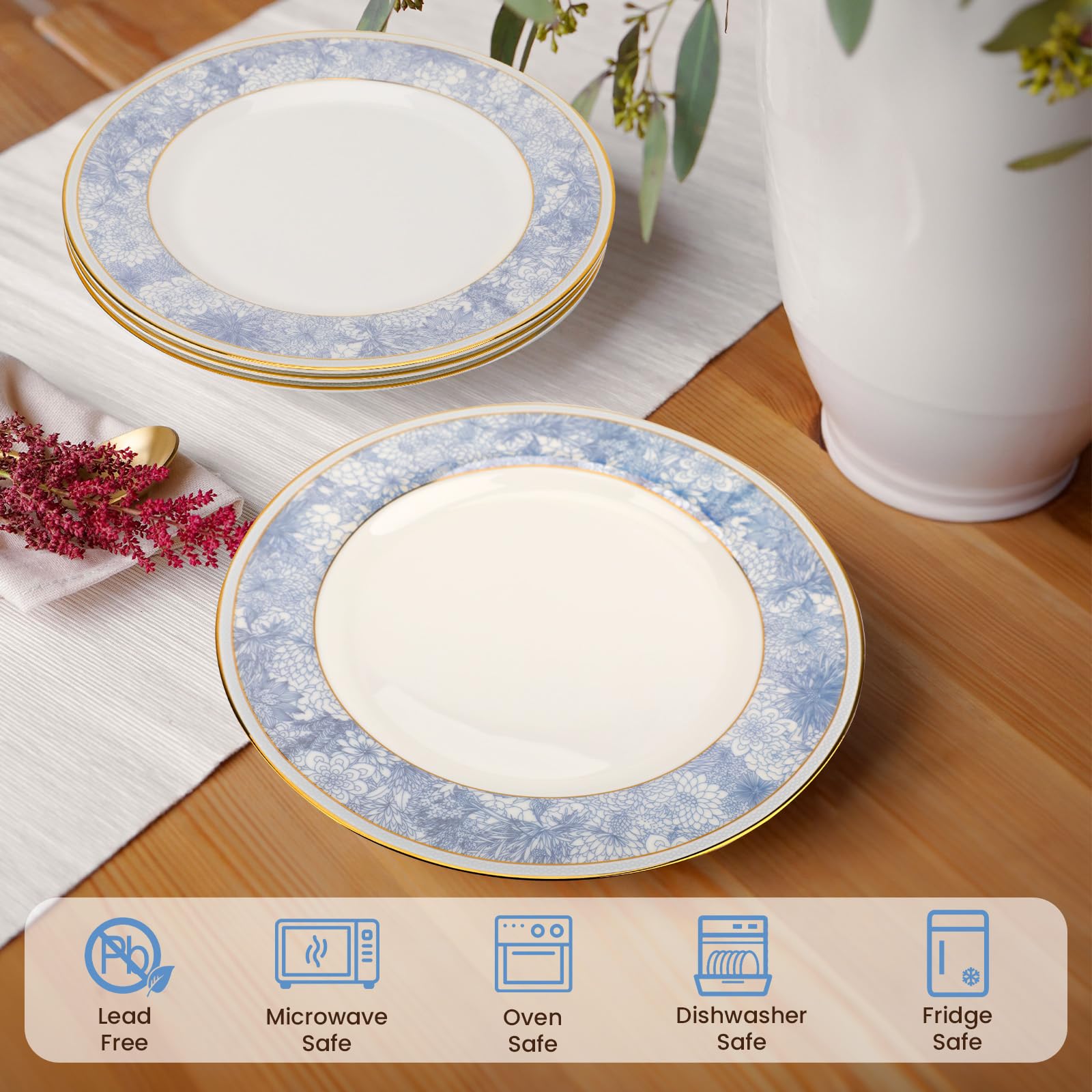 Amazon.com | Wpslnwo Fine Bone China Dinner Plates Sets,4 Pcs 10.5