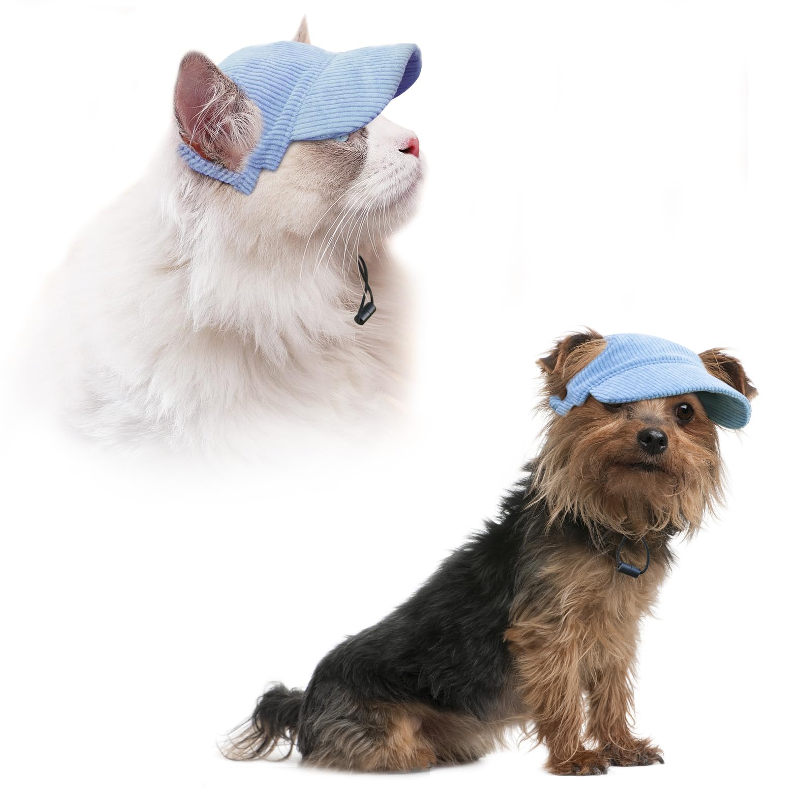 BASVII Cappello da Baseball per Cani in Morbido Velluto a Coste, Dimensioni regolabili, Come Abbigliamento per Cani da Compagnia, per la Decorazione e la Protezione Solare (S, Blu)