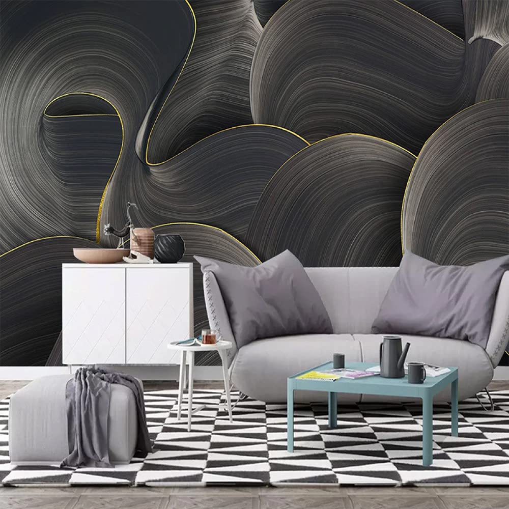 Carta Da Parati,Moderno Grigio Linee Astratte 3D Lusso Geometrico Grande Carta Da Parati Autoadesiva Buccia E Bastone Carta Da Contatto Staccabile Vinile Murale Adatto Per Soggiorno Camera Da Letto