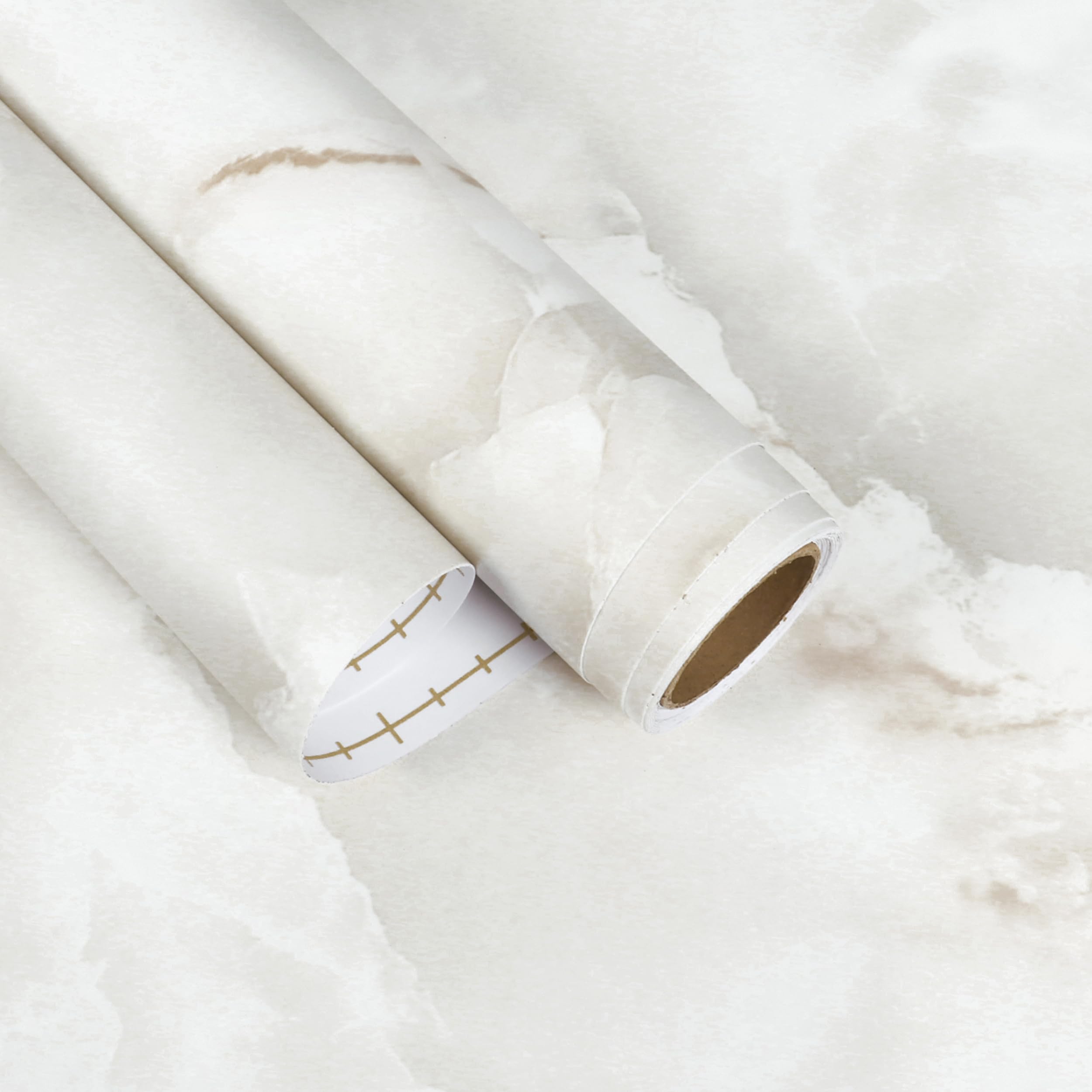 EaseStick 15.7''x472'' Beige Cloudy Marble Countertop Peel and Stick Wallpaper Removable Waterproof Marble Contact Paper for Countertops Kitchen Self