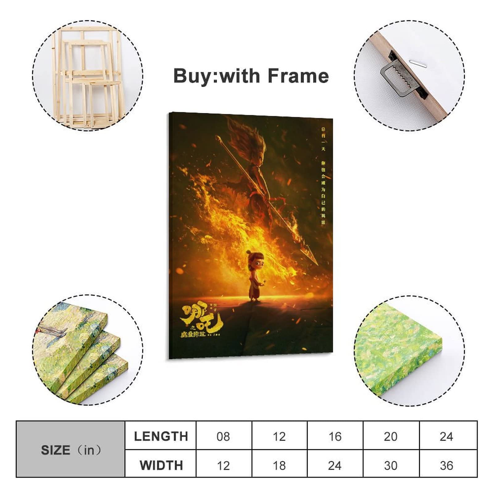 Poster con film anime, mito Nezha nascita del demone bambino, su tela, poster da parete e decorazione da camera da letto moderna per la famiglia, 60 x 90 cm