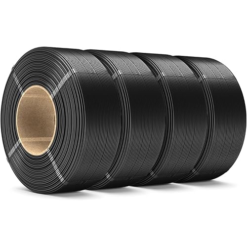 SUNLU PLA+ Refill Filament Refill 1.75mm 4KG, 3D Printer Filament PLA Plus, No-Spool Black PLA+ Filament for Reusable Spools Compatible with Bambu Labs Filament, 4-Rolls 1KG/Roll