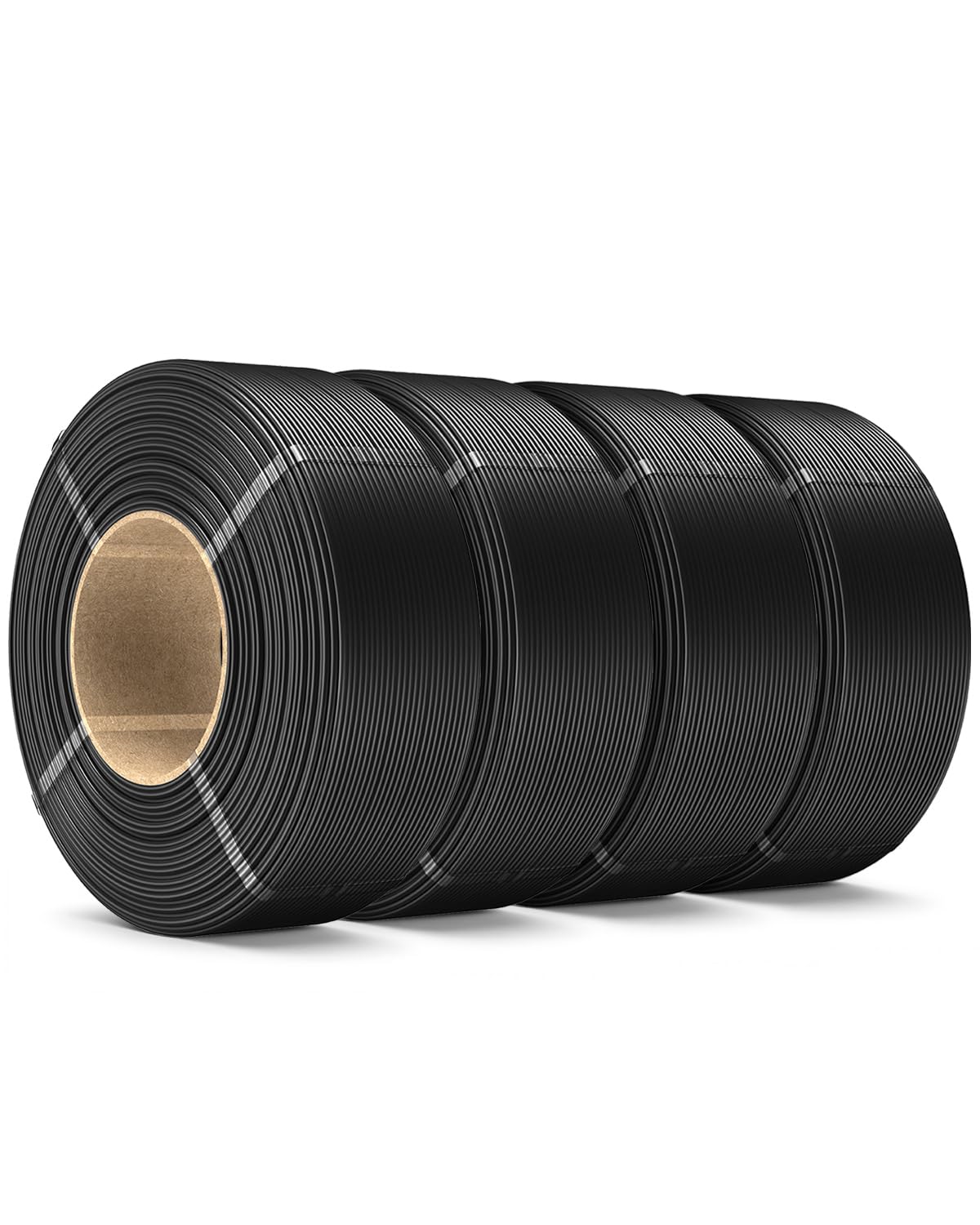SUNLU PLA+ Filament Refill 1.75mm 4KG, PLA Plus 3D Drucker Filament, No-Spule Filament PLA Refill Schwarz for Reusable Spulen Compatible with Bambu Lab Drucker, 4 Rollen 1KG/Rolle