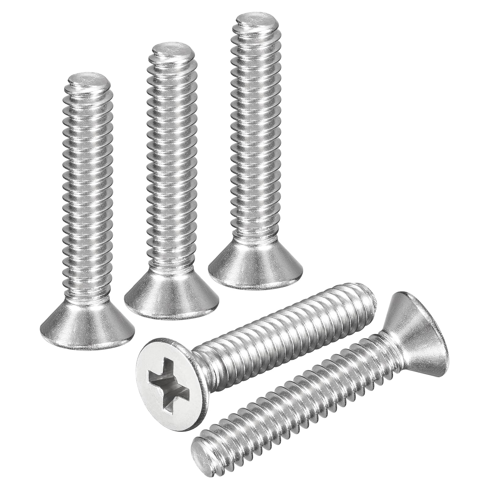 DTGN #10-24x1" Flat Head Machine Screws - 50pcs - Good for Furniture and Machinery - 304 Stainless Steel Phillips Countersunk Machine Screws Bolts - Silver