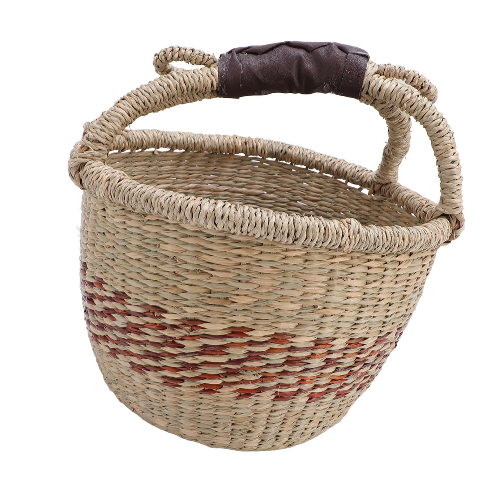 Jeffergarden Kosz Piknikowy, Ręcznie Tkany Kosz do Przechowywania Trawy Morskiej z Uchwytem, ​​25 X 27 X 16 Cm Lekka Konstrukcja do Przenoszenia, Rustykalny Organizer na Kemping, Wędkarstwo, Pikniki