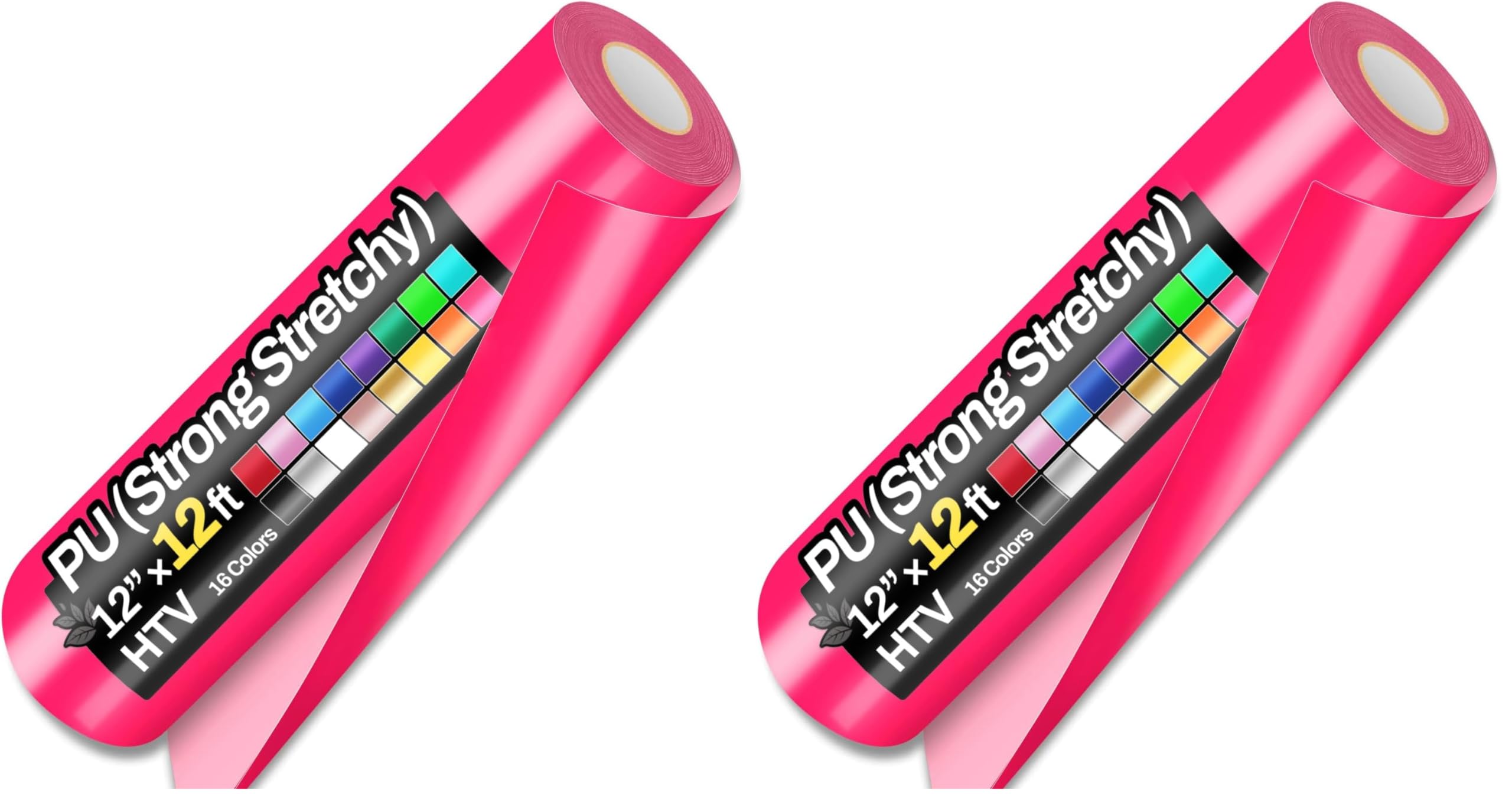 12" x 12ft Heat Transfer Vinyl Rolls, PU (Strong Stretchy) HTV Vinyl Neon Pink for Shirts, Sooez Iron on Vinyl for All Cutter Machine, Easy to Cut &amp; Weed for DIY Heat Design, Matte Finish (Pack of 2)