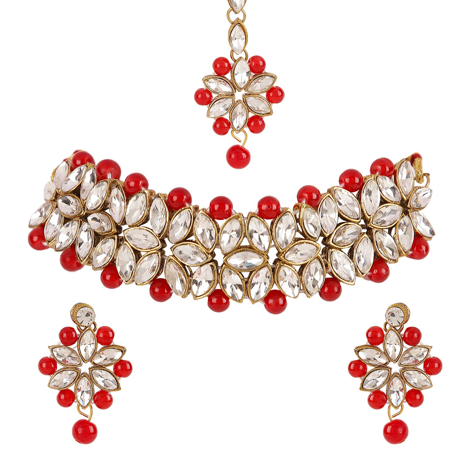 Latest Choker Design Antique Kundan Traditional Necklace Jewellery Set for Women