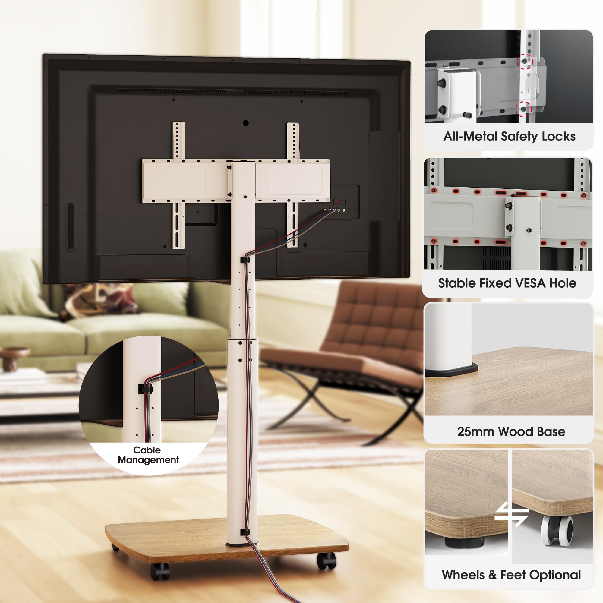 AOKCOS TV Stand Table for 32-75 inch, Rotatable Tilting Height Adjustable TV Stand Mount, Max VESA 600x400mm 45kg AOKCOS TV Stand Table for 32-75 inch, Rotatable Tilting Height Adjustable TV Stand Mount, Max VESA 600x400mm 45kg