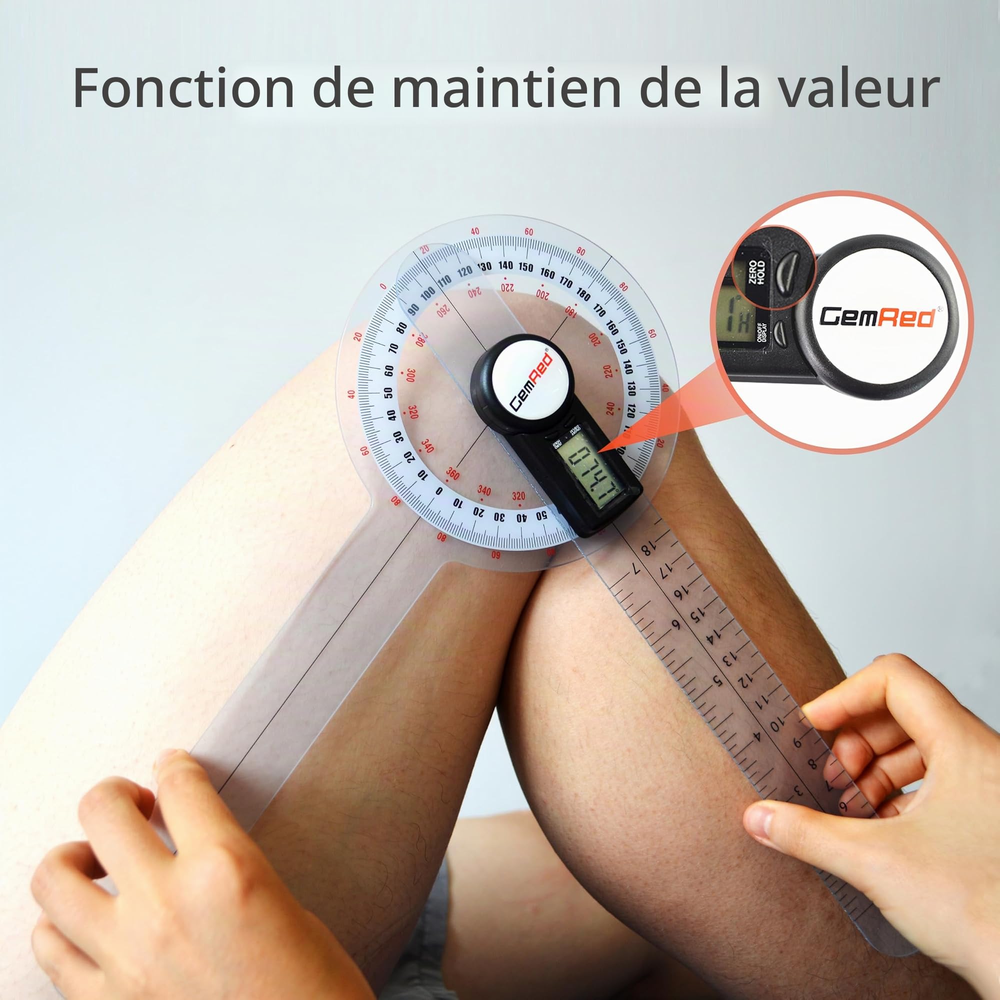 GemRed Goniomètre numérique 360 degrés 30,5 cm en plastique pour la mesure de la plage de mouvement
