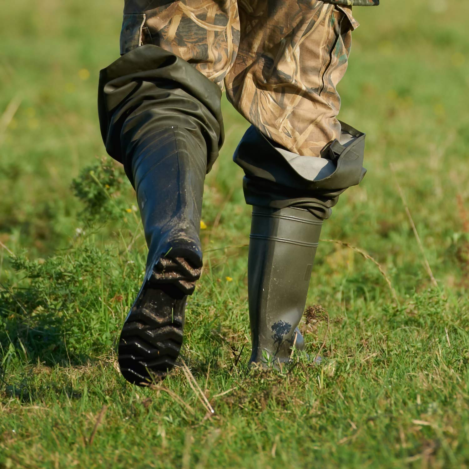 Watstiefel Herren Anglerhose mit Stiefel wasserdichte Wathose Größe Gr. 38-47 Lange Watthosen Gummistiefel Fishing Boots Angel