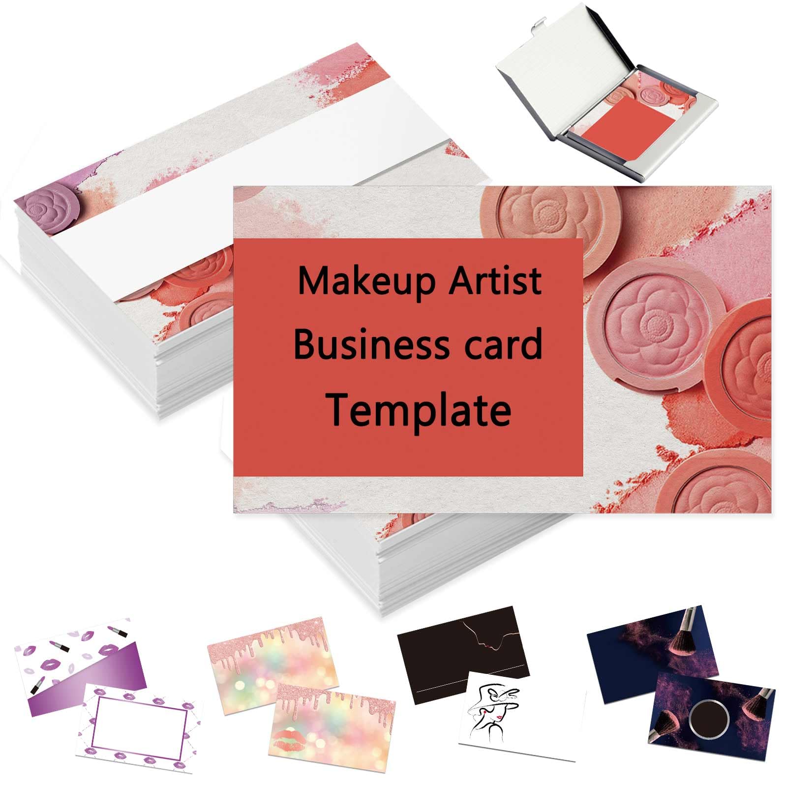 Custom Business Cards Personalized Business Cards with Photo for Small Business Customized with Logo Text 1000 500 200 100 Double Sided Printable Waterproof Business Cards-3.5" x 2",Makeup Template