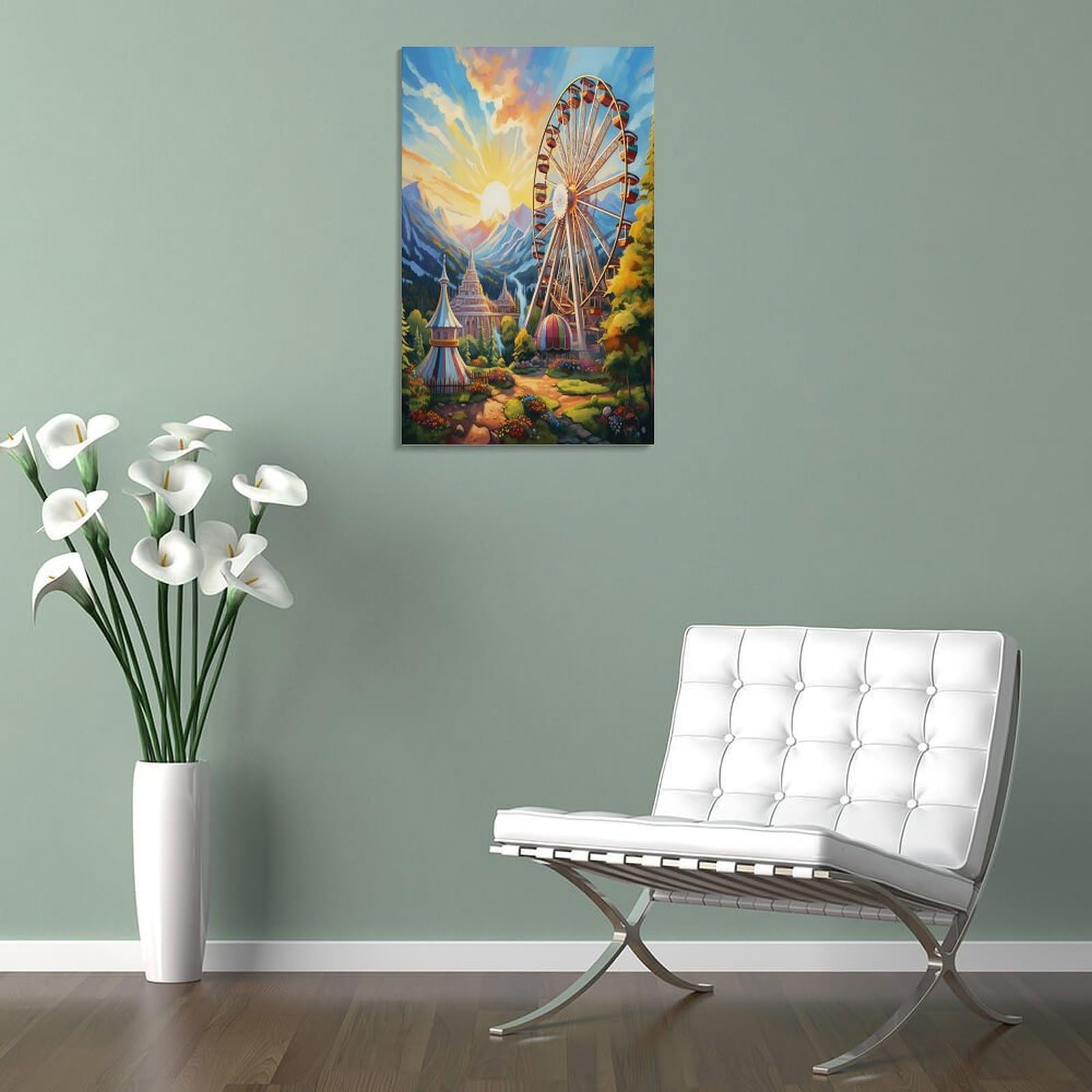 YUXINYUE Ferris Wheel Art Lienzo Impreso Imagen Moderna Arte De Pared-pintura Abstracta Lienzo Decoración Adecuada Para Sala De Estar, Dormitorio Cartoon 16x24inch(40x60cm)