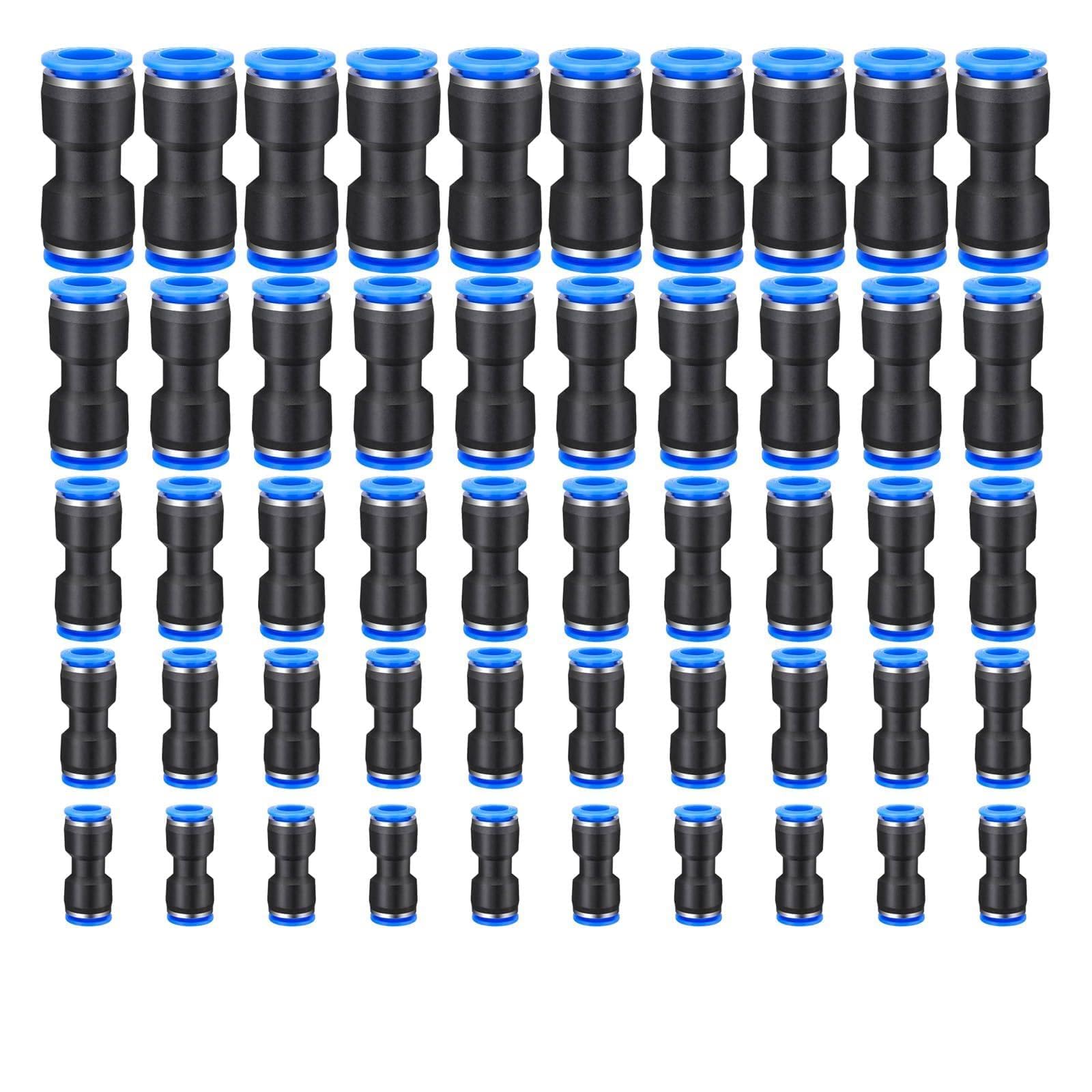 100pcs Pneumatic Straight Push Connectors 4/6/8/10/12mm Quick Fittings Set