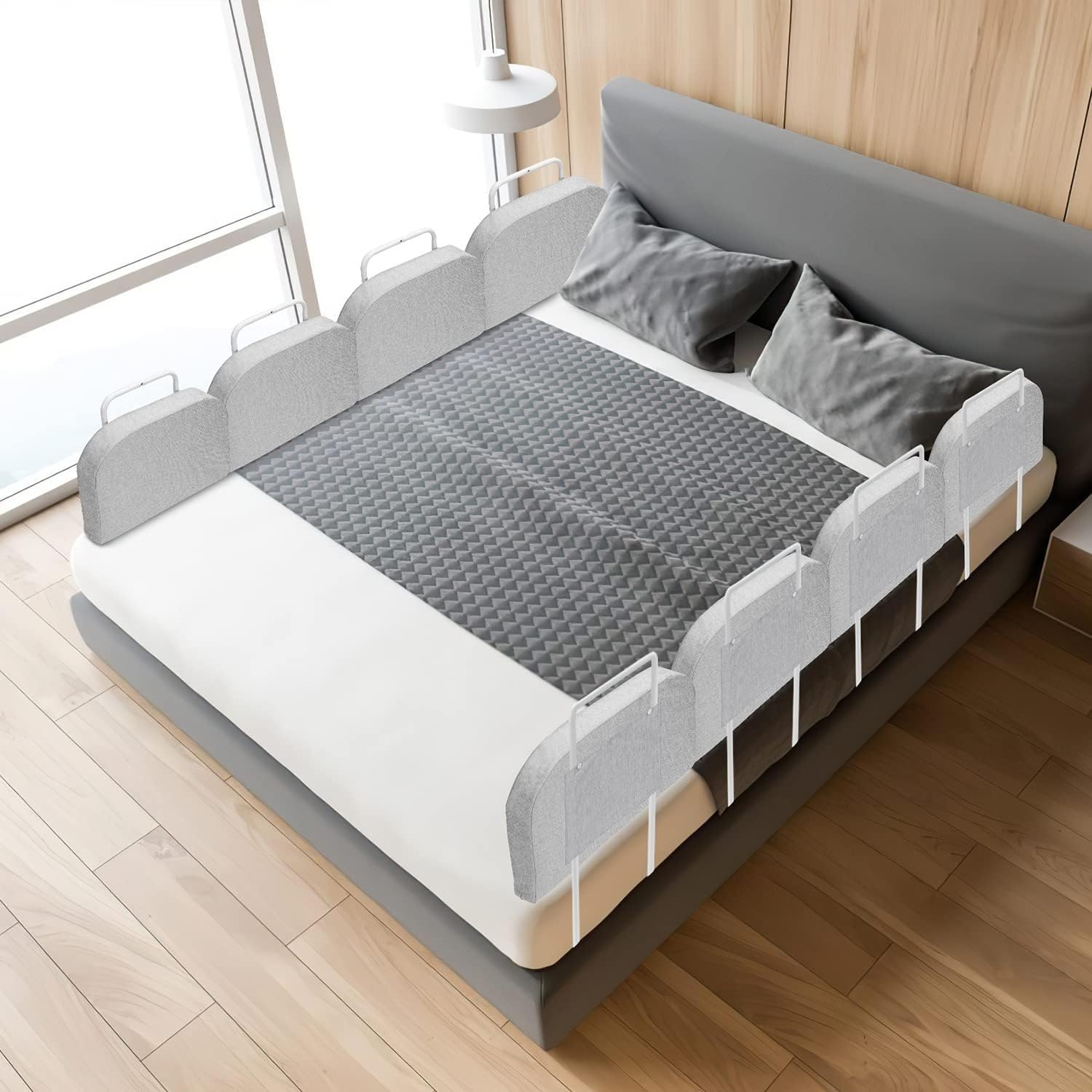 Spondina per lettino regolabile in altezza 40-60 cm Fodera sfoderabile con cerniera Nucleo interno in cotone perlato Adatto a molti tipi di letto paracolpi/gray/60cm