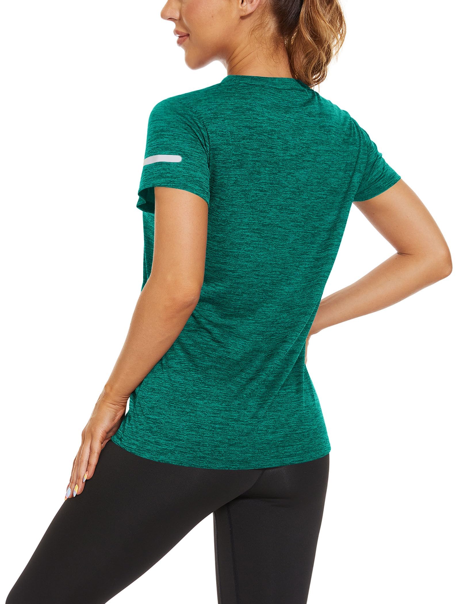 KEFITEVD Damskie Koszulki Sportowe Krótkim Rękawem Szybkoschnący Top do Biegania Krótkim Rękawem Lekki Dla Kobiet T-shirt Z Okrągłym Dekoltem Poliester