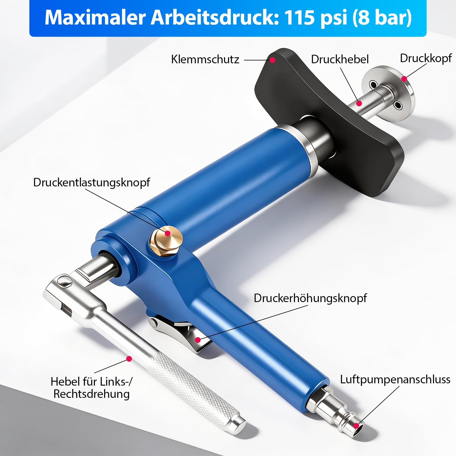 24 TLG Pneumatischer Bremskolbenrücksteller Werkzeug Set, Pneumatisches Bremssattel Rückstellwerkzeug – Universal Bremsenrücksteller für Auto