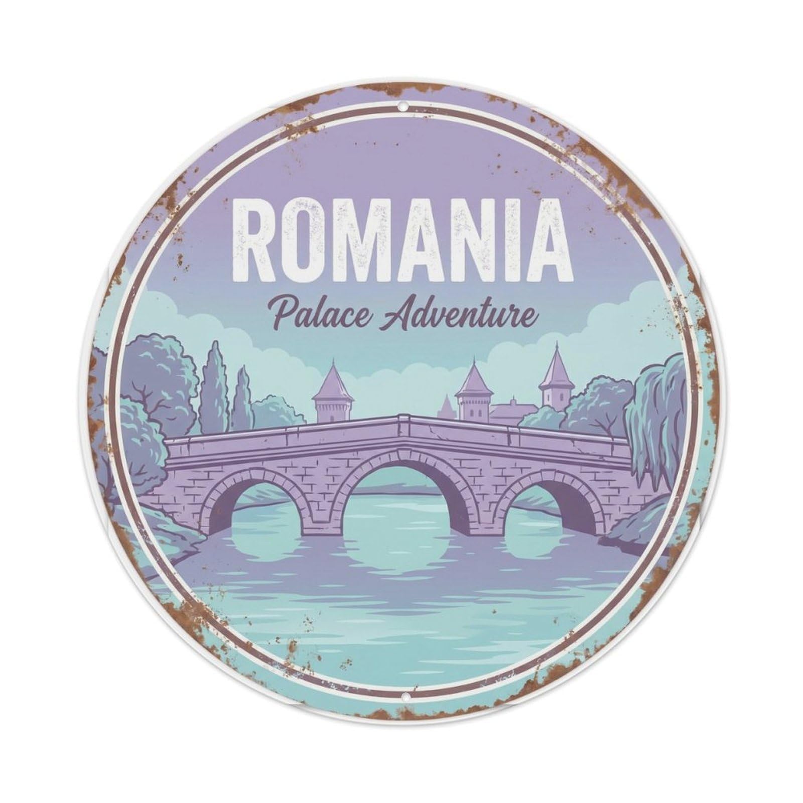 Vintage Travel Romania Palace Adventure 1 Metal Tin Sign