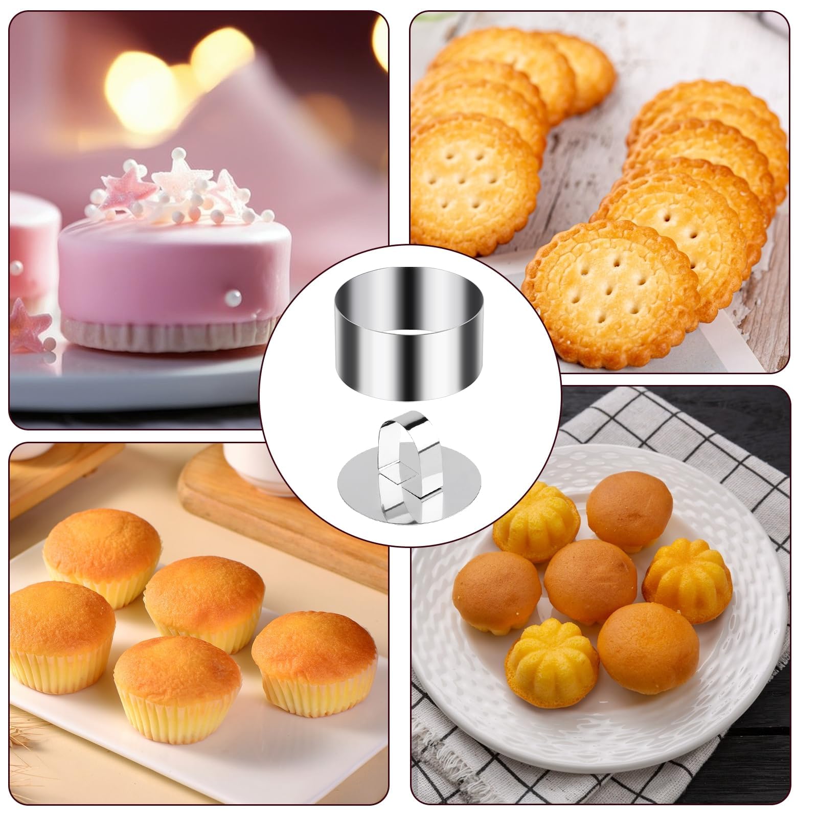 Lot De 12 Cercles à Pâtisserie Ronds En Acier Inoxydable Avec