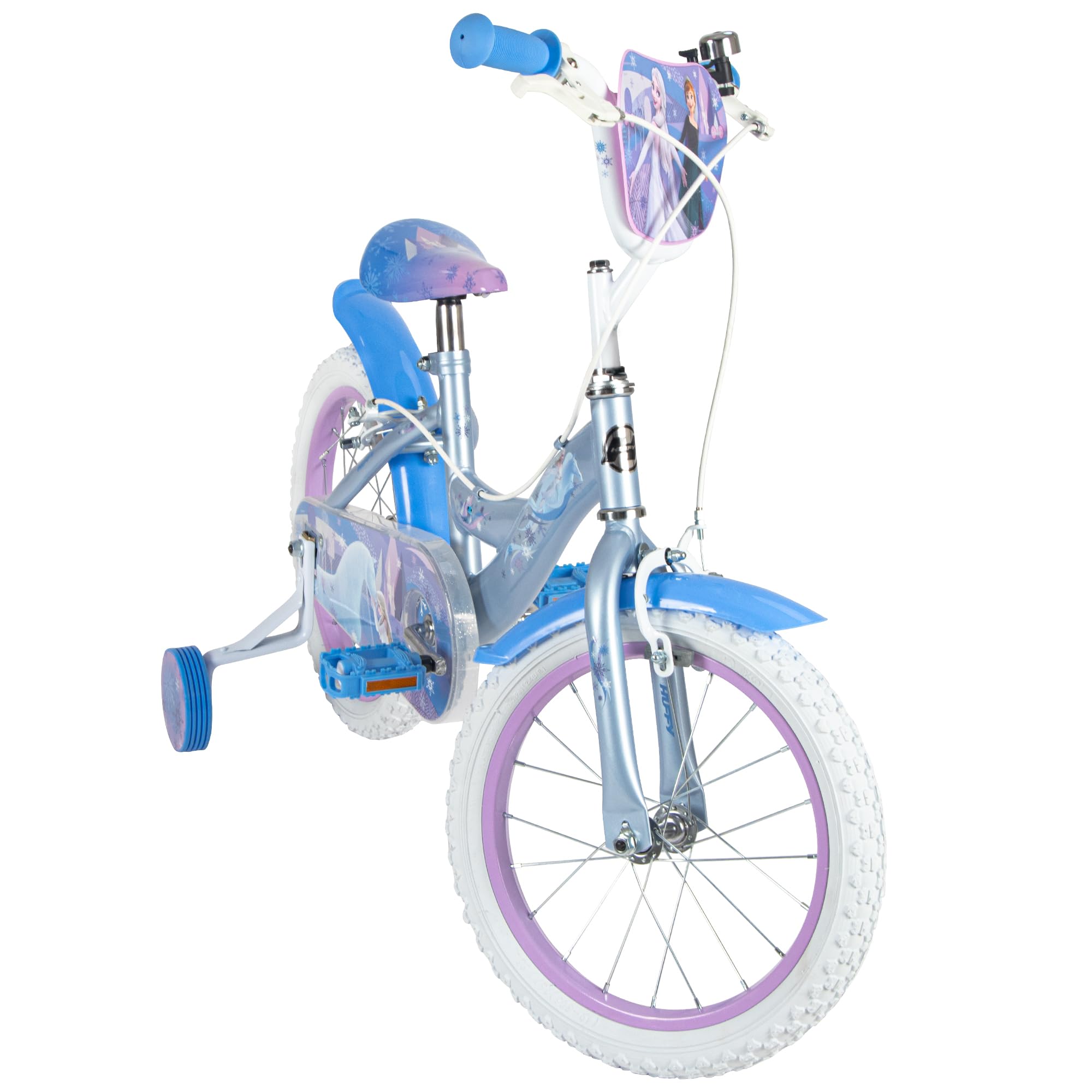 Huffy Vélo Enfant Disney La Reine des Neiges 16" 4-6 Ans Double Frein à Pince Stabilisateurs Amovibles Bleu