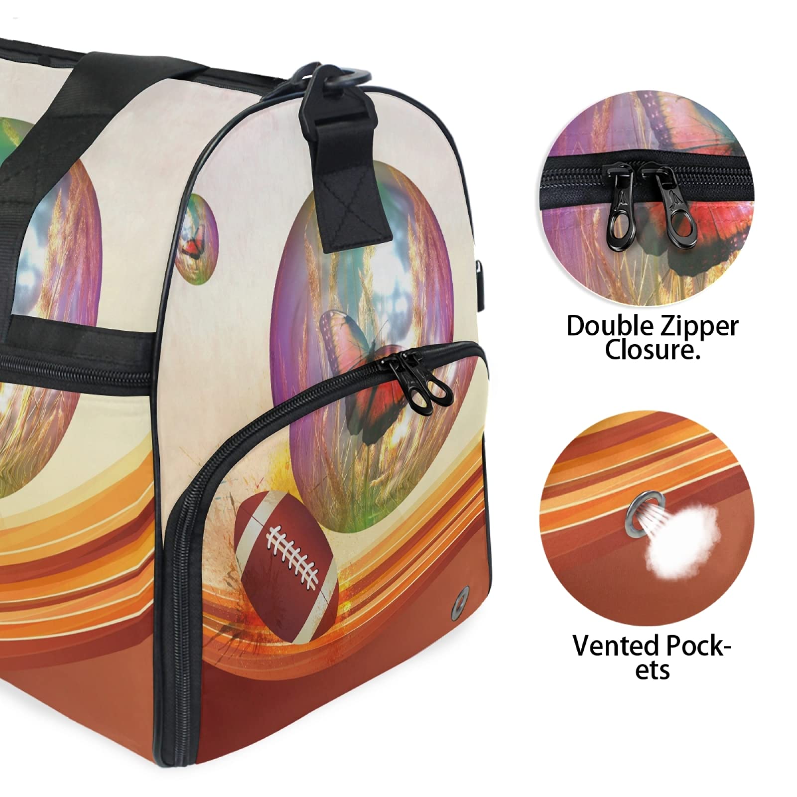 Arte Del Calcio Borsa da Palestra Sportiva da Nuoto con Scomparto per Scarpe Borsone A Tracolla Borsa da Viaggio per Donna da Viaggio