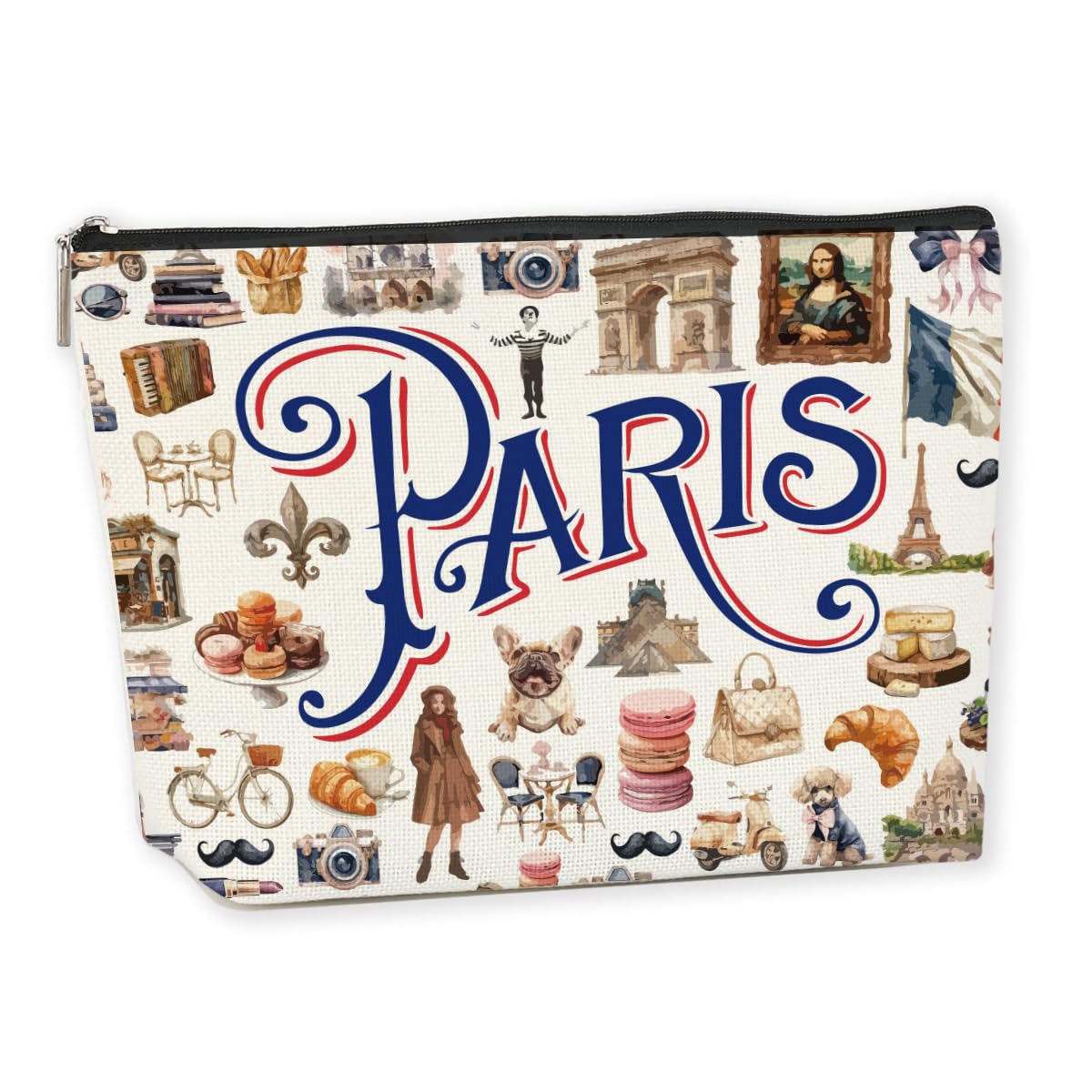Paris Souvenirs from France Paris Gifts Makeup Bag Cosmetic Bag for Women Friend Lady Sister Bestie Paris Travel Lover Weekend Bag Vacation Christmas