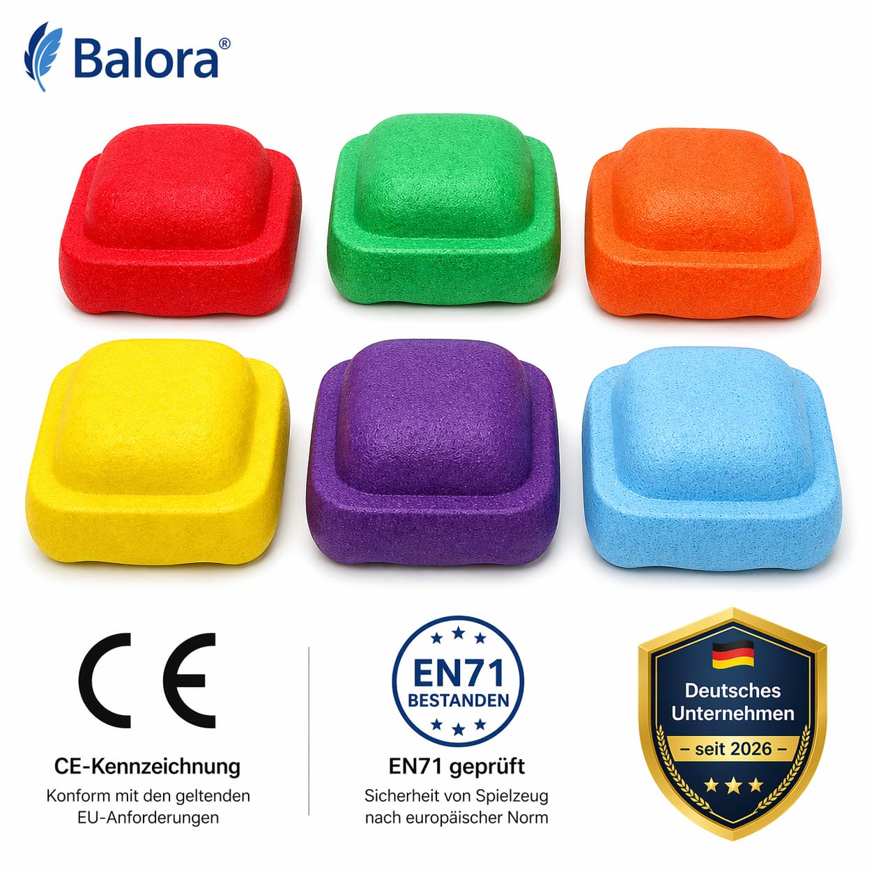 Balanciersteine für Kinder – 6er-Set aus formstabilem EPP, kein Hartplastik – Balance Steine für Gleichgewicht & Koordination – Indoor & Outdoor – ab 3 Jahren – bis 80 kg – Geschenkidee