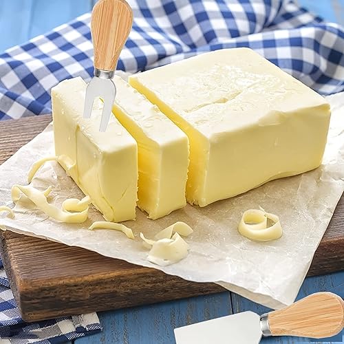 Miniatura 5 de Juego de 4 cuchillos de queso con mango de madera de bambú, juego de mini cuchillos de queso de acero inoxidable para tabla de charcutería, cuchillo