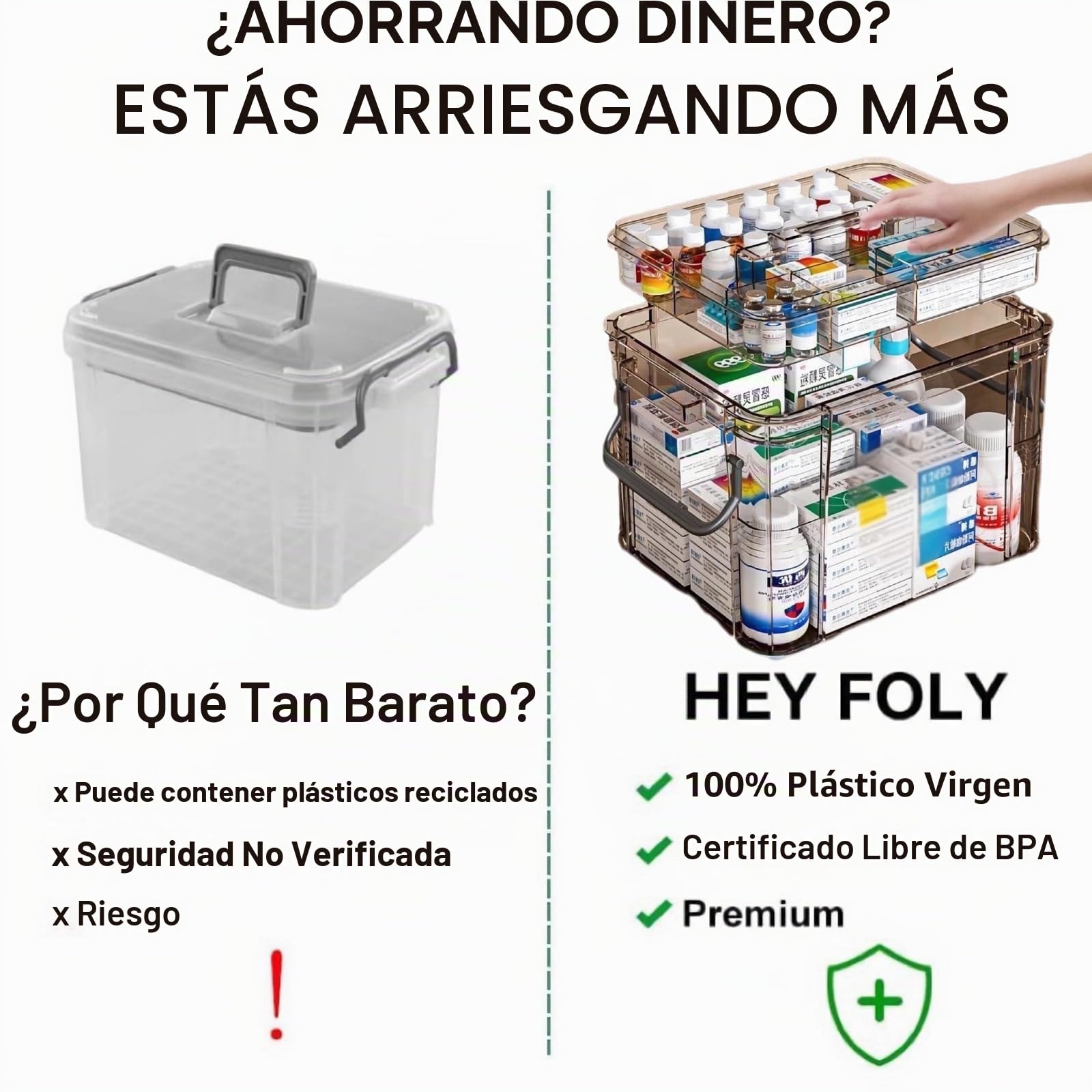 Organizador de medicamentos portátil 2 niveles Caja para medicina