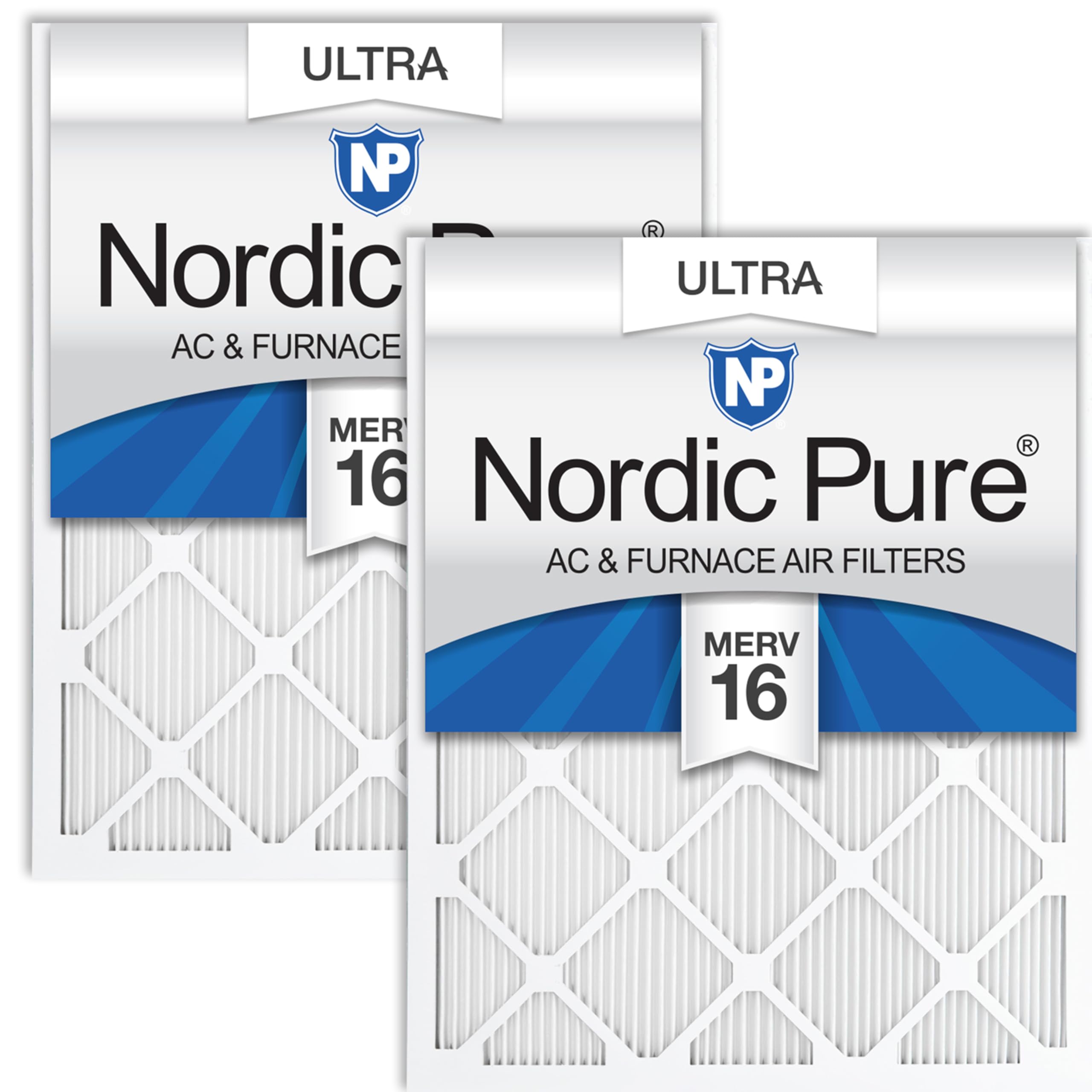 Nordic Pure 10x20x1 Pleated Ultra MERV 16 AC Furnace Air Filters 2 Pack