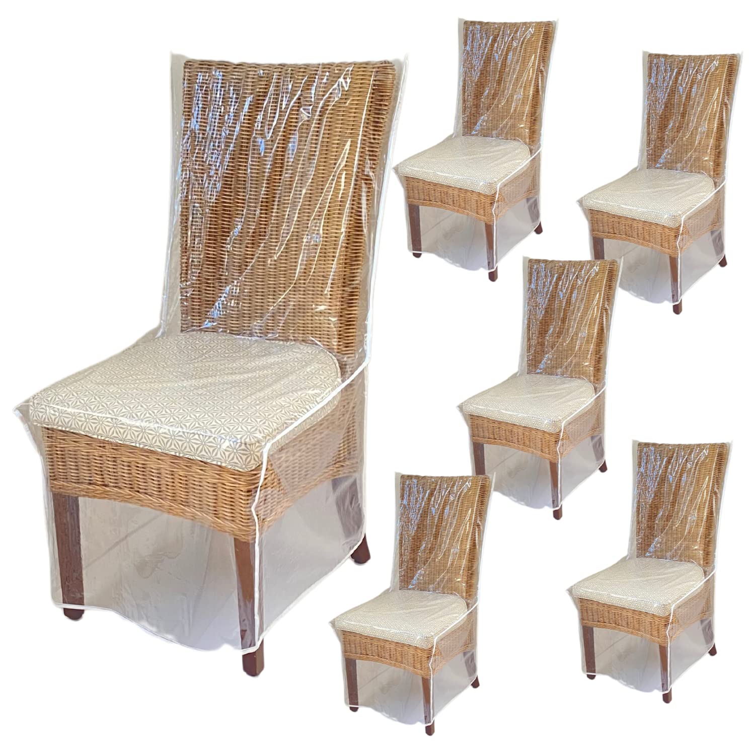 EvelotsDining Room/Kitchen Chair Cover/Protector-6 Pack- Heavy Duty Clear PVC Vinyl-No Dust/Spill/Pet Hair/Pet Claws, Easy Clean Slipcover