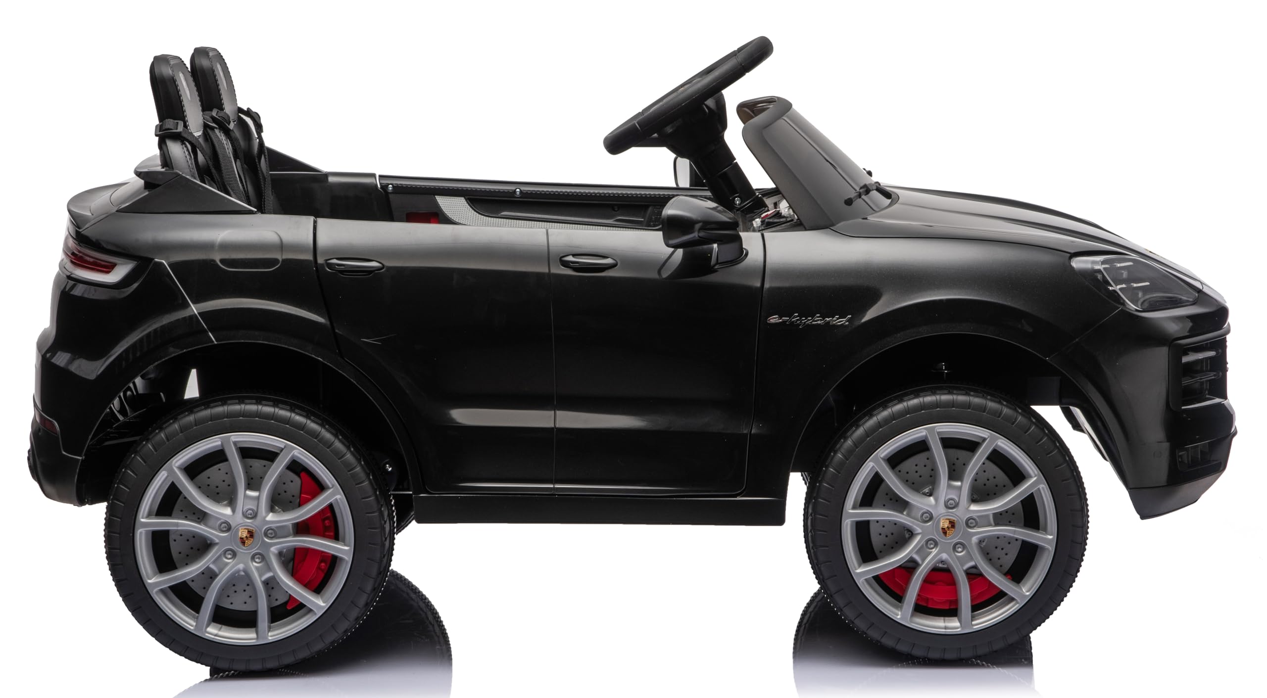 Porsche Cayenne 24V Maxi SUV Elettrico per Bambini 2 Posti Macchina Elettrica con Telecomando Due Cinture a 3 Punti Luci LED Bluetooth Carico Massimo 60 Kg (Nero)