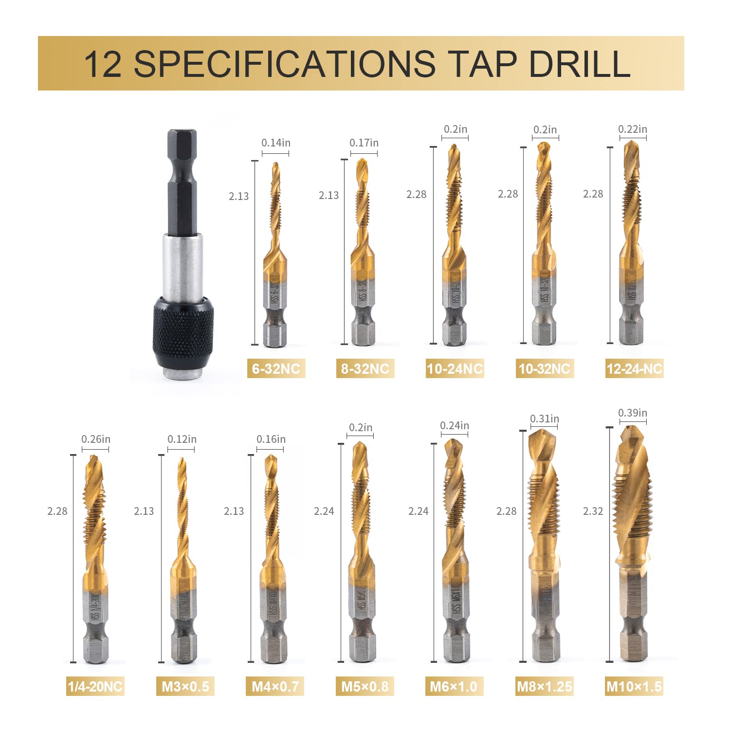 Buy HIDOTOL Titanium Combination Drill and Tap Bits Set with Quick