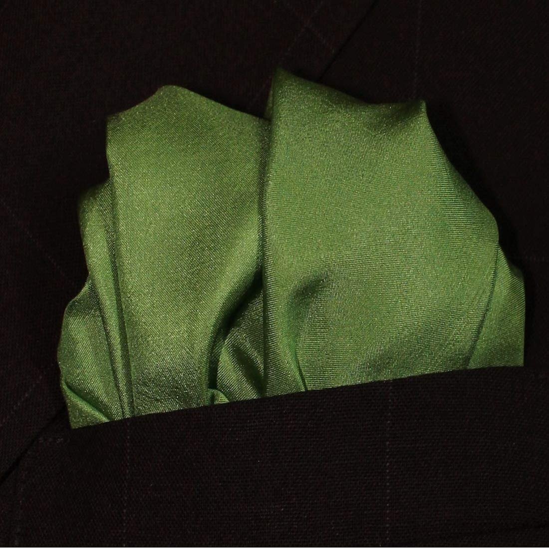 Royal Silk Fine Pea Green Silk Pocket Square Smooth Mulberry Silk - 100% Silk – Large 16” Square