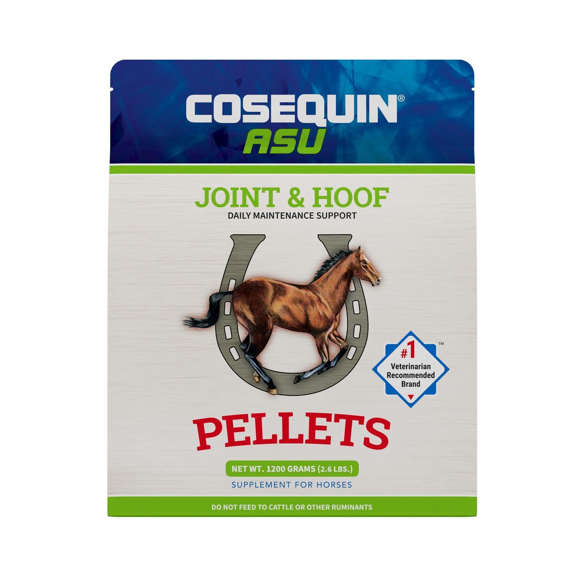 Cosequin ASU Joint & Hoof Pellets Joint Health Supplement for Horses - Pellets with Glucosamine, Chondroitin, MSM, and Biotin, 1200 Grams