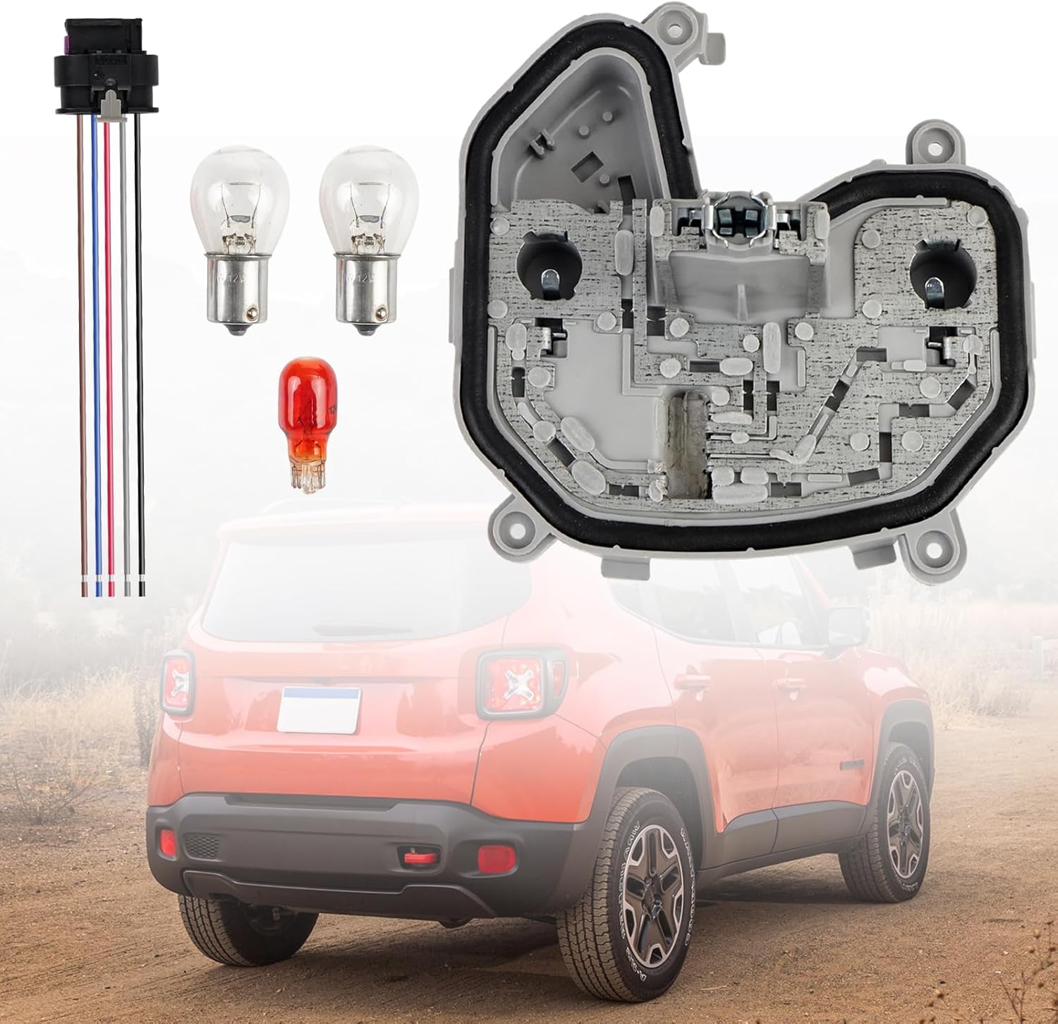 Rear Tail Lamp Housing Holder Bracket Compatible with Jeep Renegade 2015-2023 Right Passenger Side Light Holder Bracket with Plug and Bulb 68270837AA