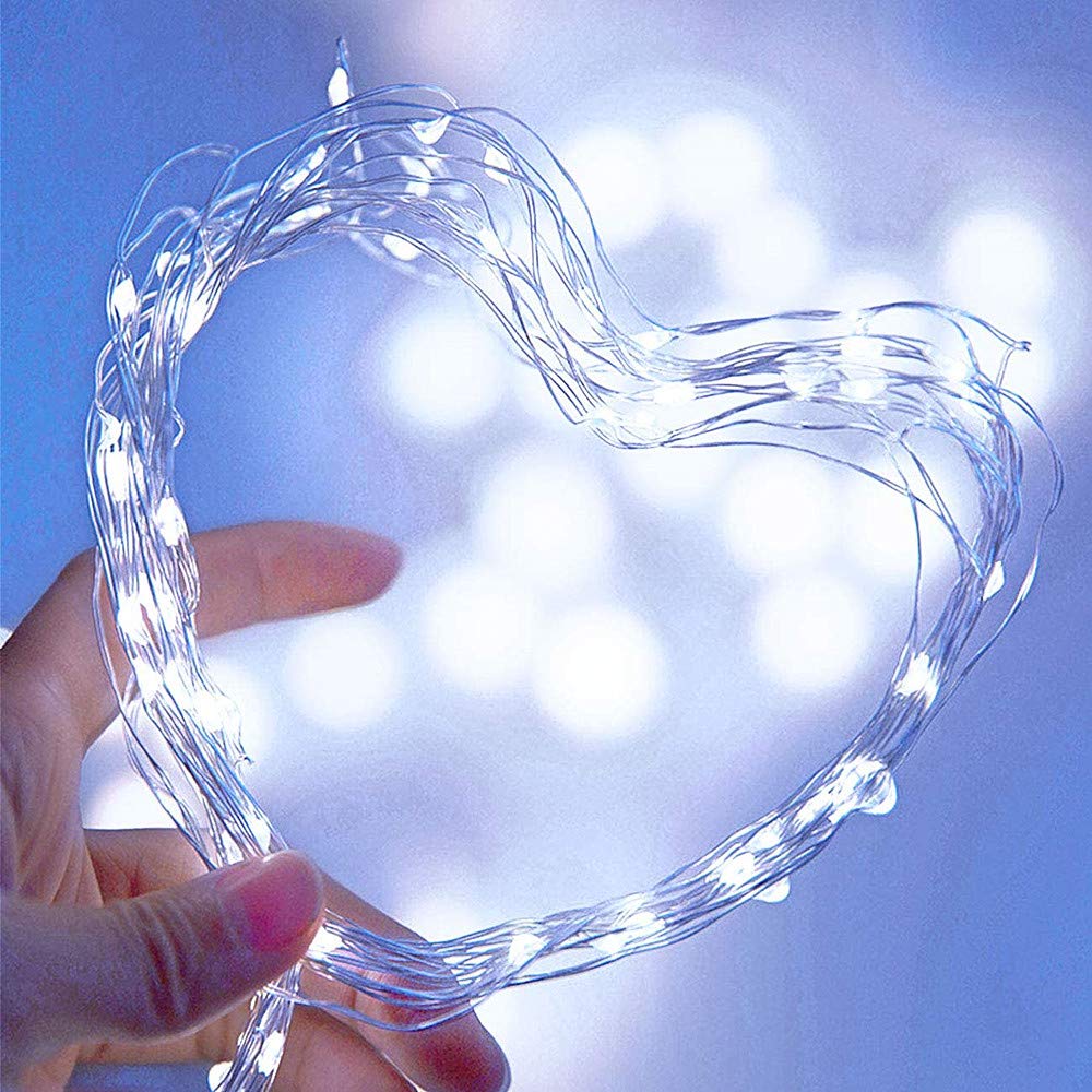 Arkim Lot de 2 guirlandes lumineuses solaires à 200 LED, lampes solaires d'extérieur étanches en fil de cuivre, pour jardin, terrasse, cour, maison, mariage, fêtes de Noël (blanc 200 LED, 2)