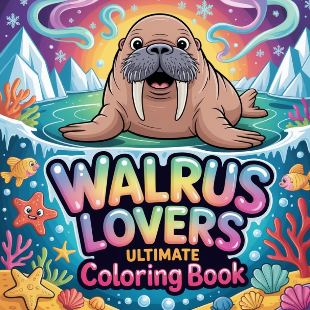 Walrus Lovers Ultimate Coloring Book: walrus arctic animal relaxation women coloring book, walrus marine mammal stress relief kids book, walrus ocean ... tusked wildlife relaxation adults color book