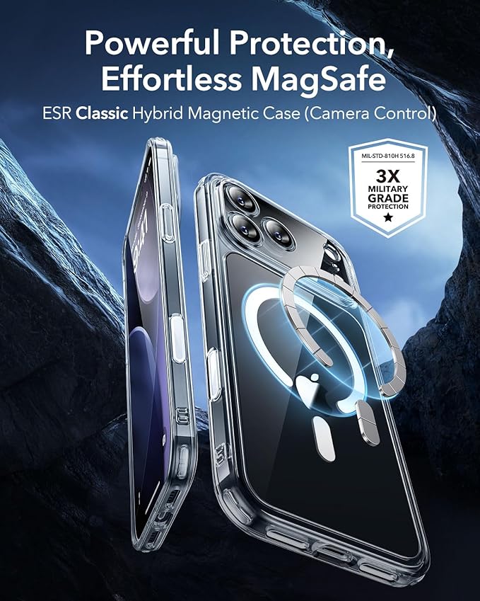 ESR for iPhone 17 Pro Case, Camera Control, Compatible with MagSafe, Shockproof Military-Grade Protection, Magnetic Phone Case for iPhone 17 Pro, Classic Hybrid Case, Clear