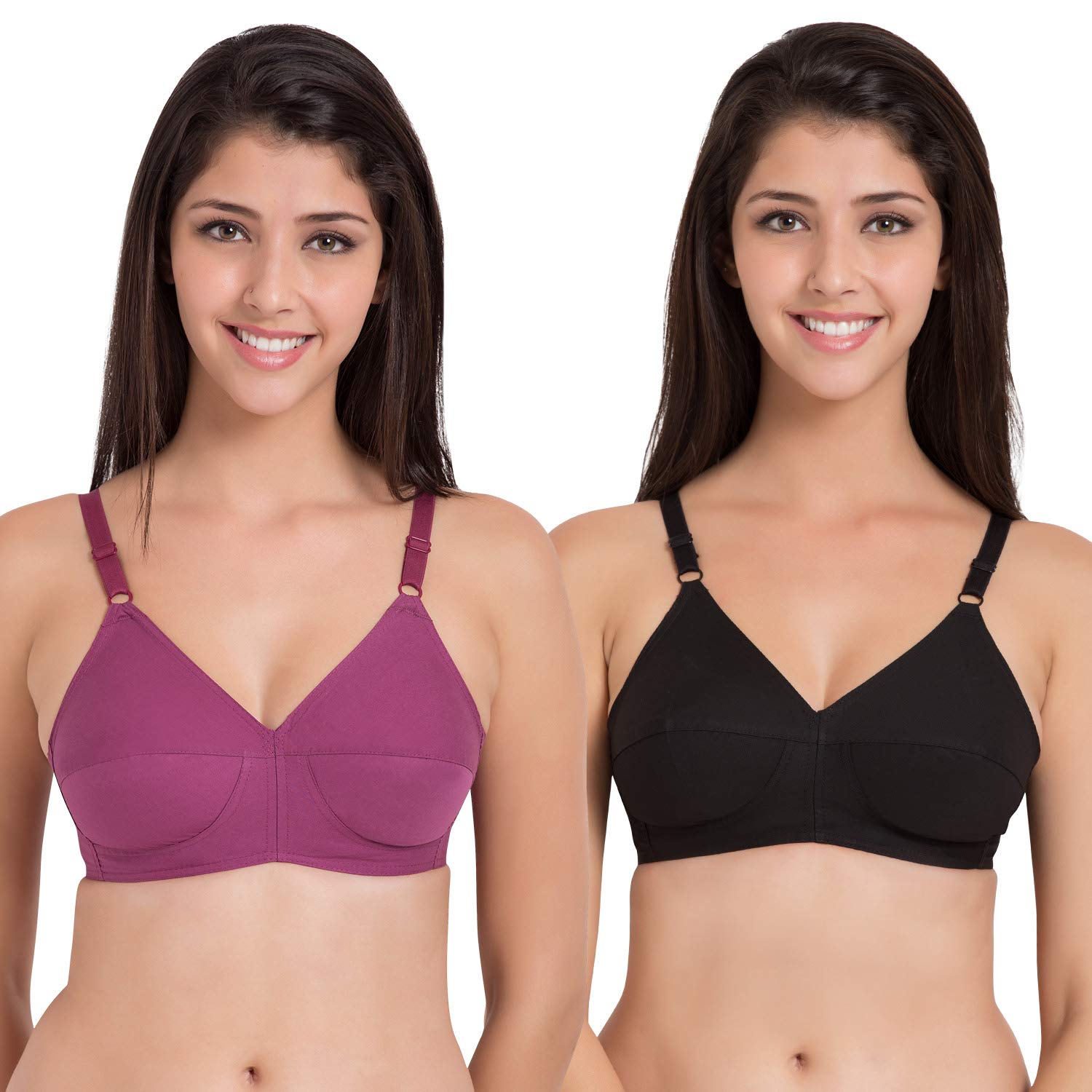 souminie Women's Cotton Non-Padded Wire Free Full Coverage Bra Multicolored | Pack of 2 |-picture-12