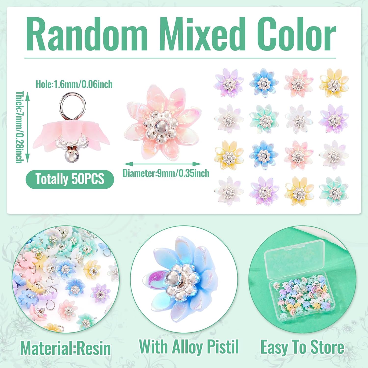 Cheriswelry Flower Pendants Resin Floral Dangle Charms AB Color Flower Earring Charms for DIY Crafts Necklace Bracelet Jewelry Making Decoration - Image 4