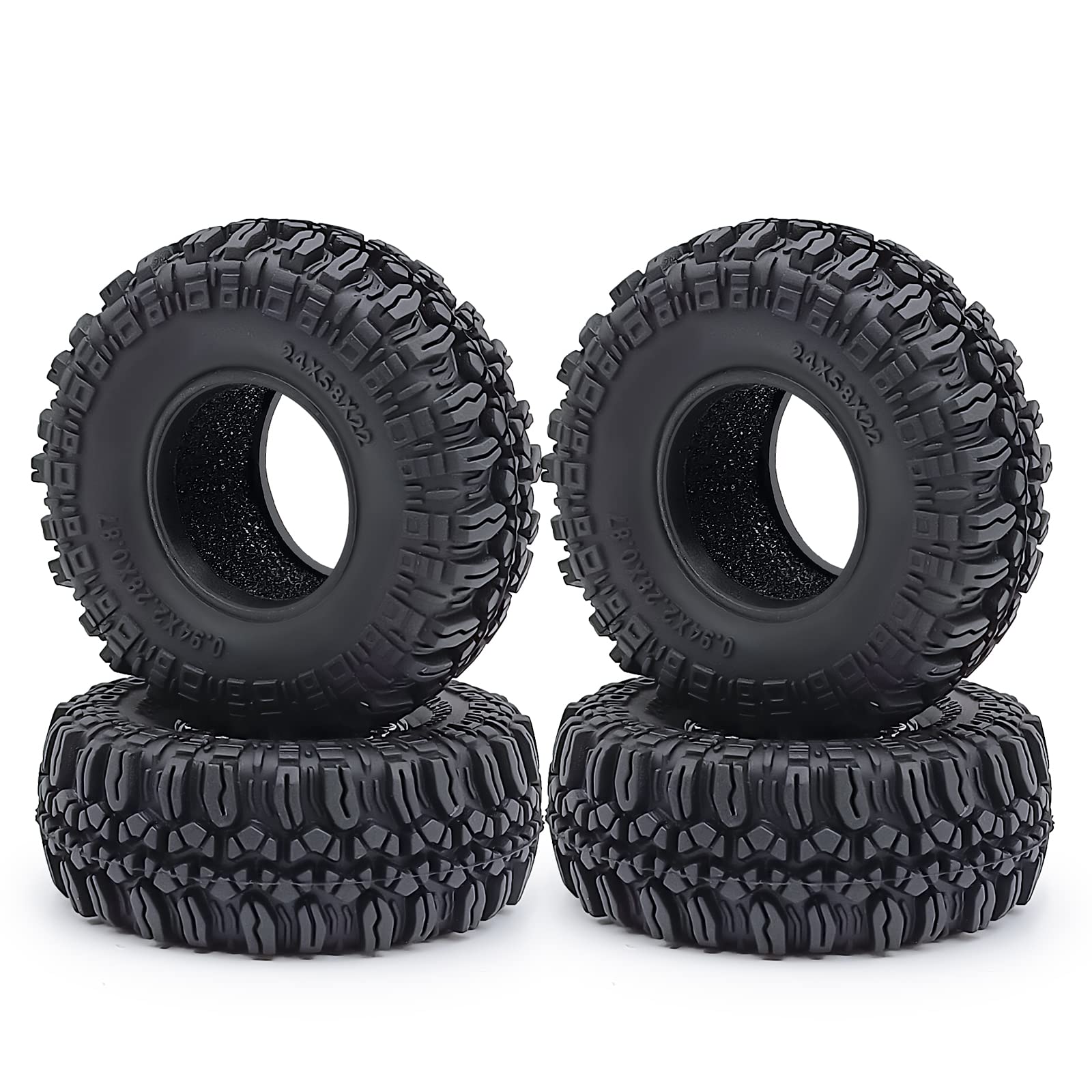 AXSPEED RC 58mm Rubber Crawler Tires with Foam for 1/18 TRX4M Upgrade Parts,Pack of 4 (Style A)
